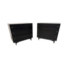 Vintage Mid-Century Modern Kroehler Black Bachelor Chests - Set of 2