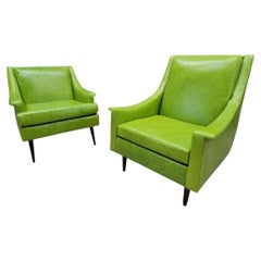 Mid Century Modern Kroehler Club Chairs Newly Upholstered In Leather - Set Of 2