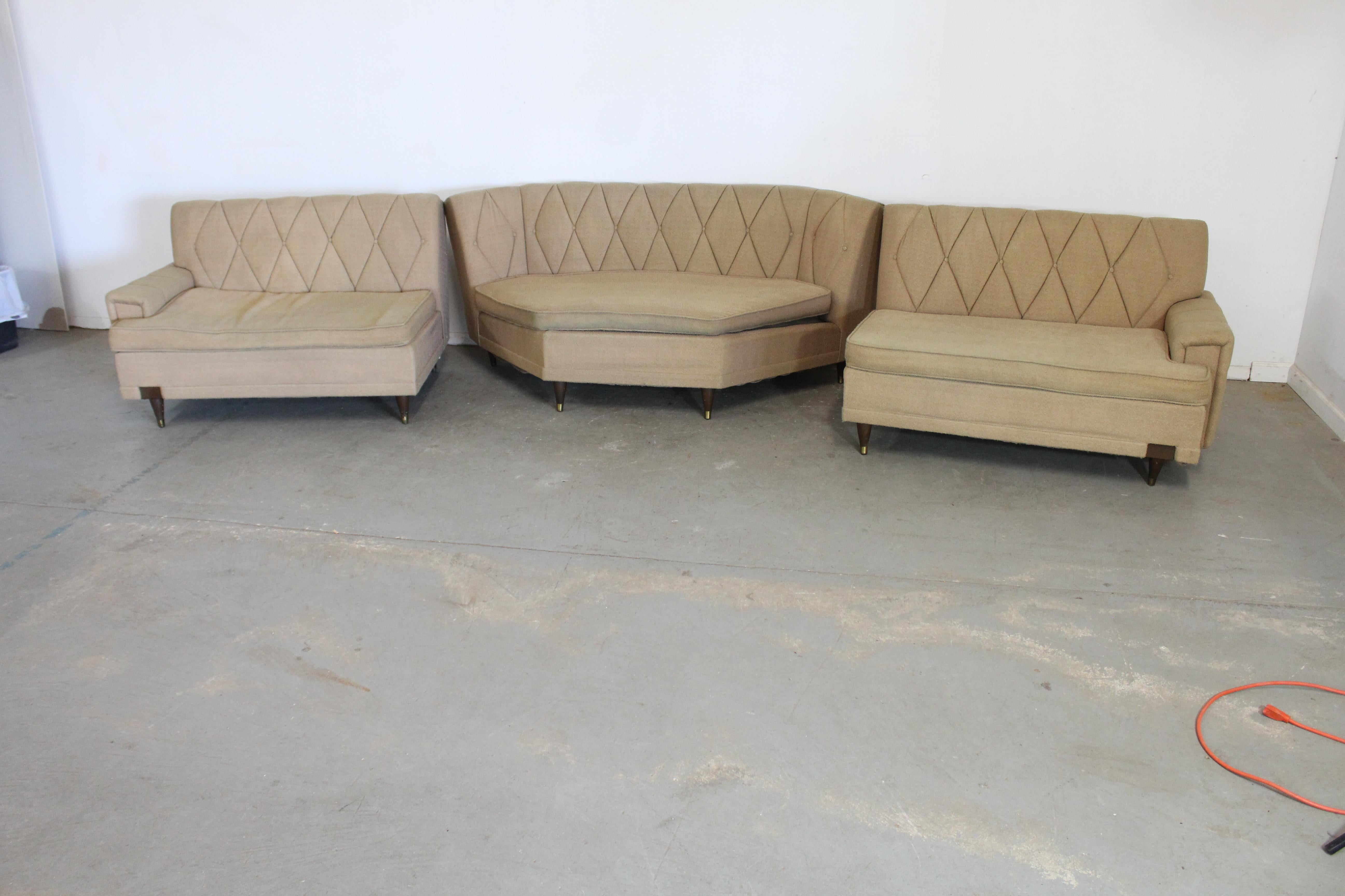 Mid-Century Modern Kroehler Smartset Design Modular 4-Piece Sectional Sofa 4
