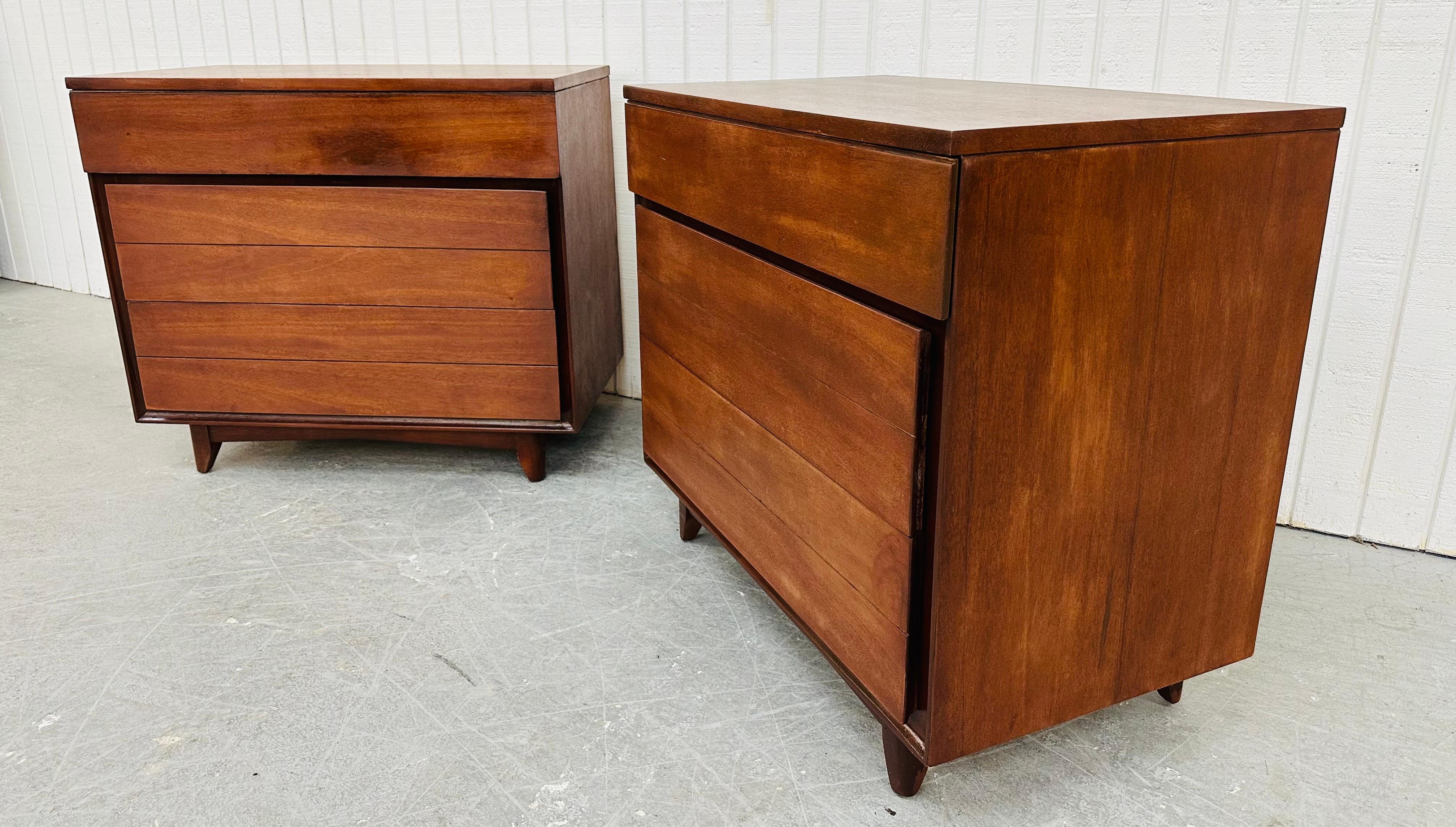 American Mid-Century Modern Kroehler Walnut Bachelor Chests - Set of 2