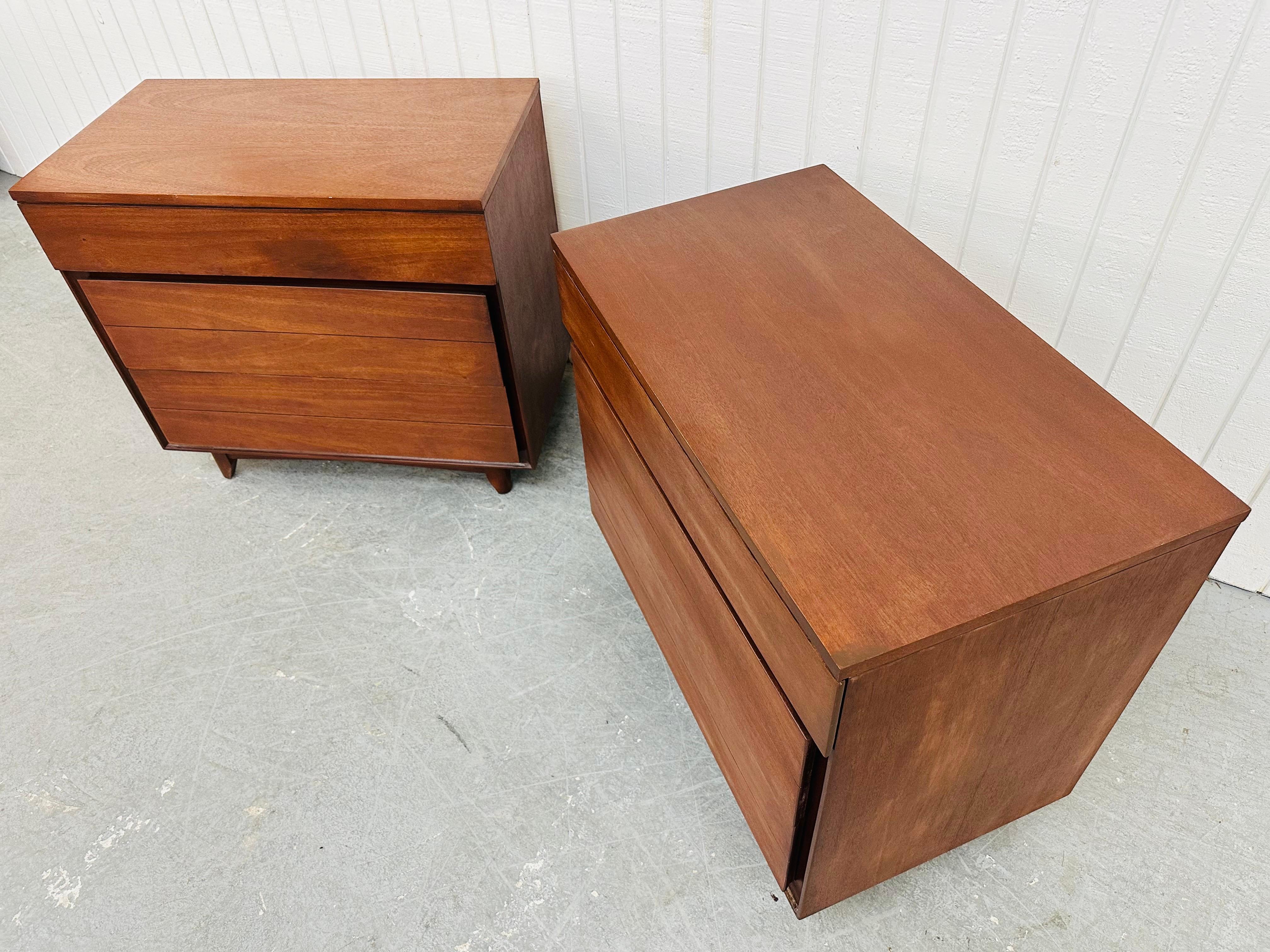 20th Century Mid-Century Modern Kroehler Walnut Bachelor Chests - Set of 2