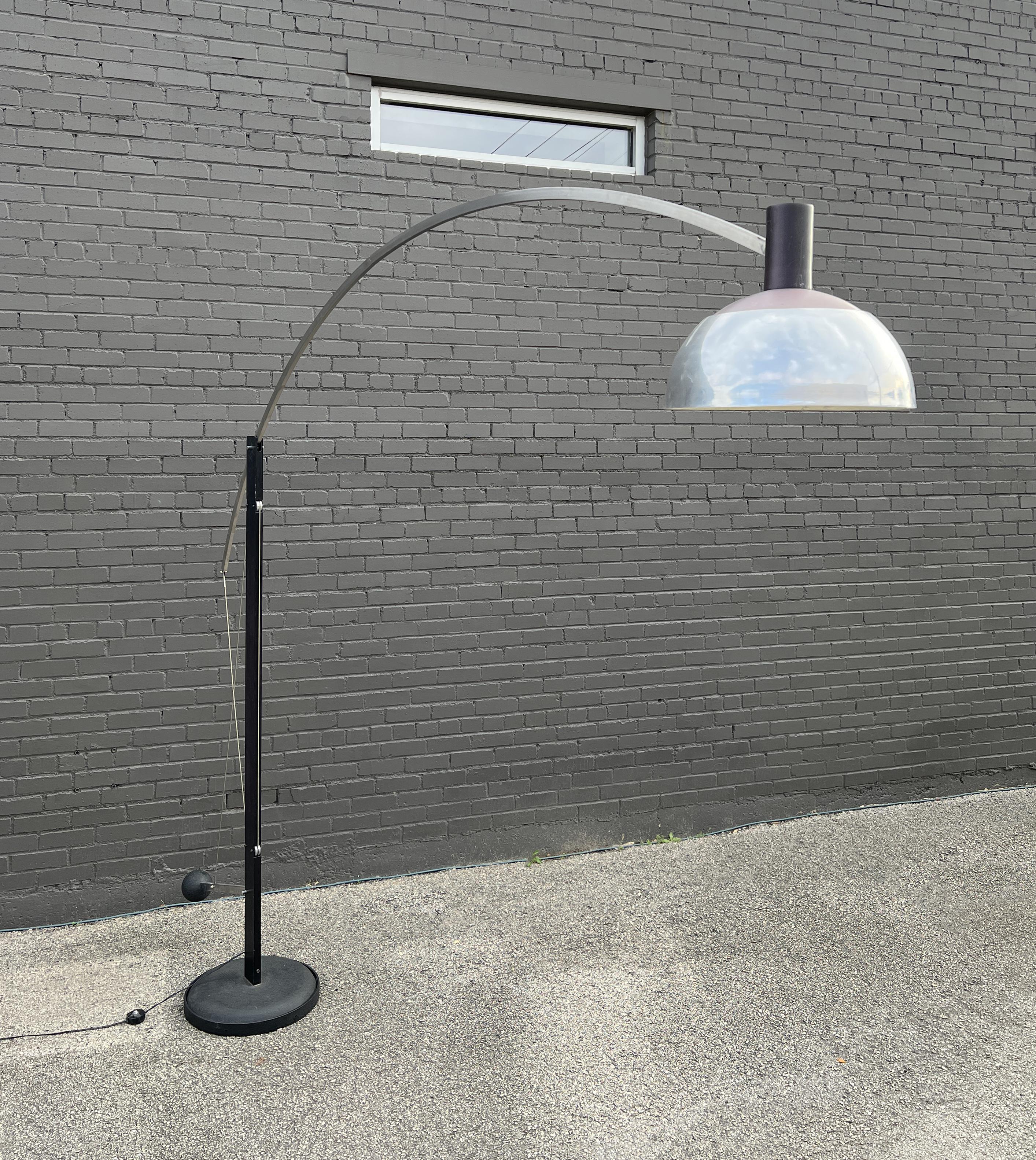 American Mid-Century Modern L' Arc Lamp by Robert Sonneman Adjustable Height Rotational For Sale