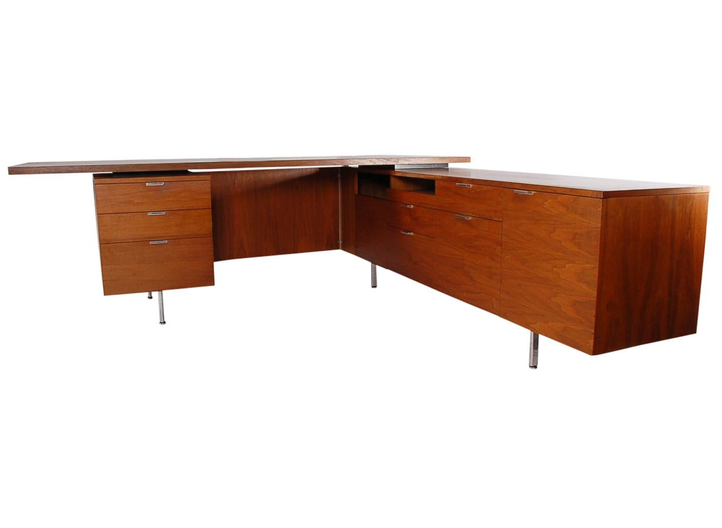 l shaped desk mid century