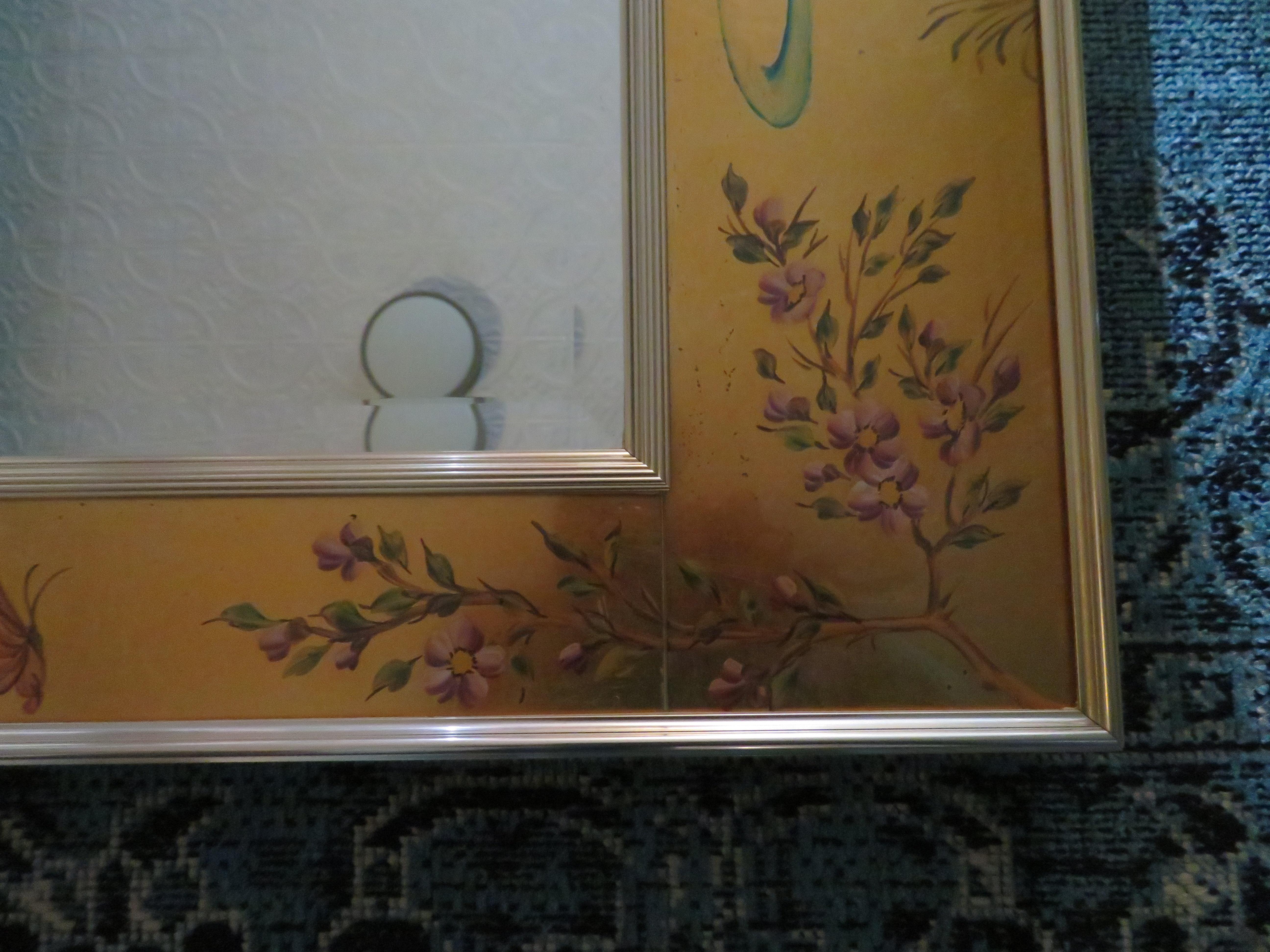 American Mid-Century Modern La Barge Hand Painted Églomisé Chinoiserie Mirror