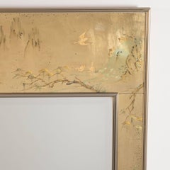 Mid-Century Modern La Barge Reverse Hand-Painted Glass Chinoiserie Mirror