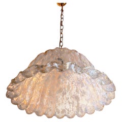Mid Century Modern La Murrina Italian Murano Glass Pendant Light 1970s White Pat