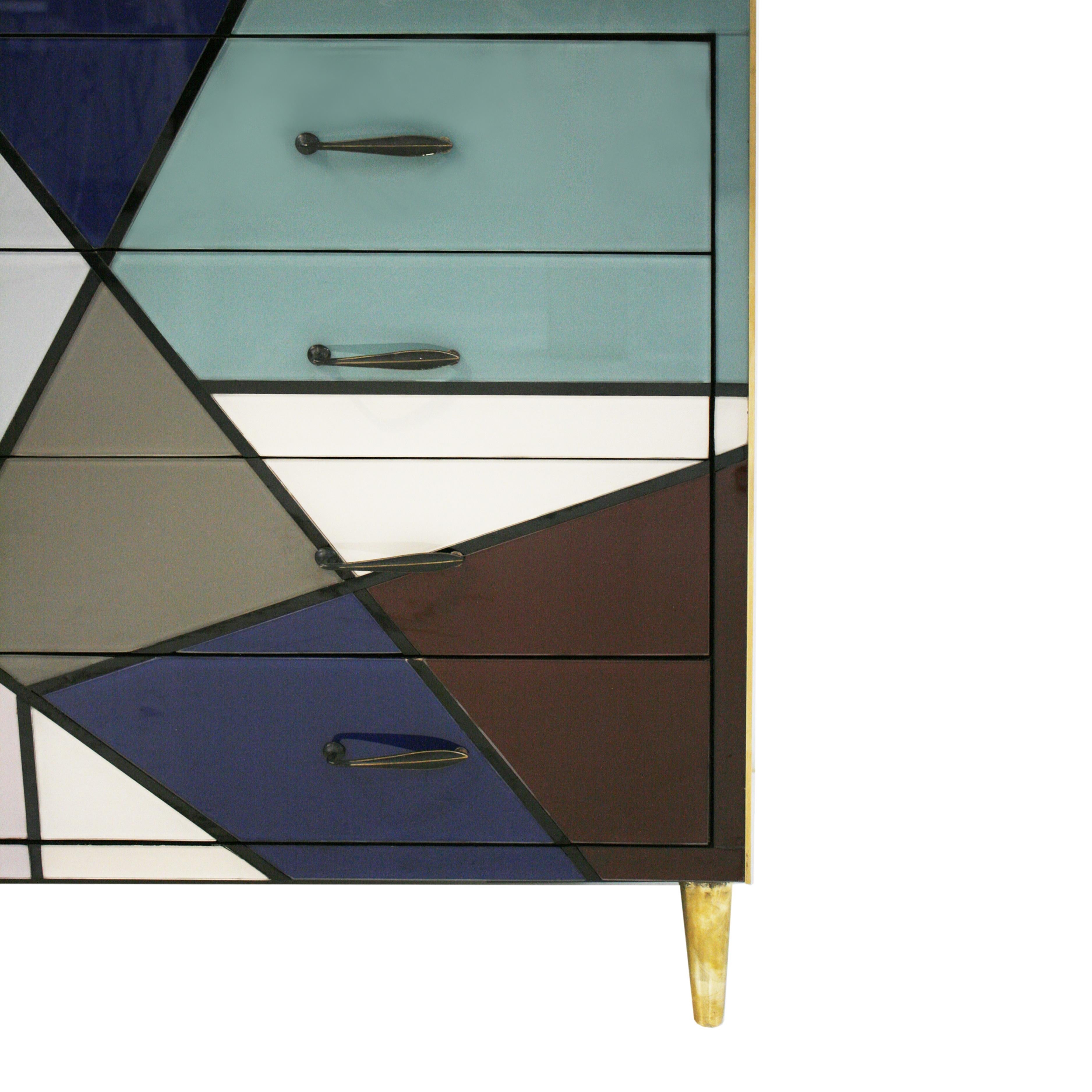 Mid-20th Century Mid-Century Modern L.A. Studio Murano Glass Italian Sideboard, 1950s For Sale