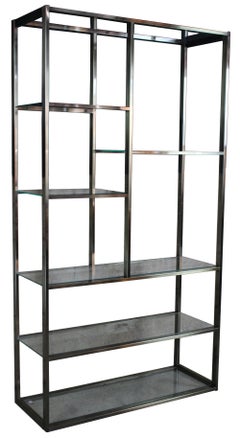 Mid-Century Modern Labarge Chrome and Glass Étagère Bookcase Curio Display Shelf