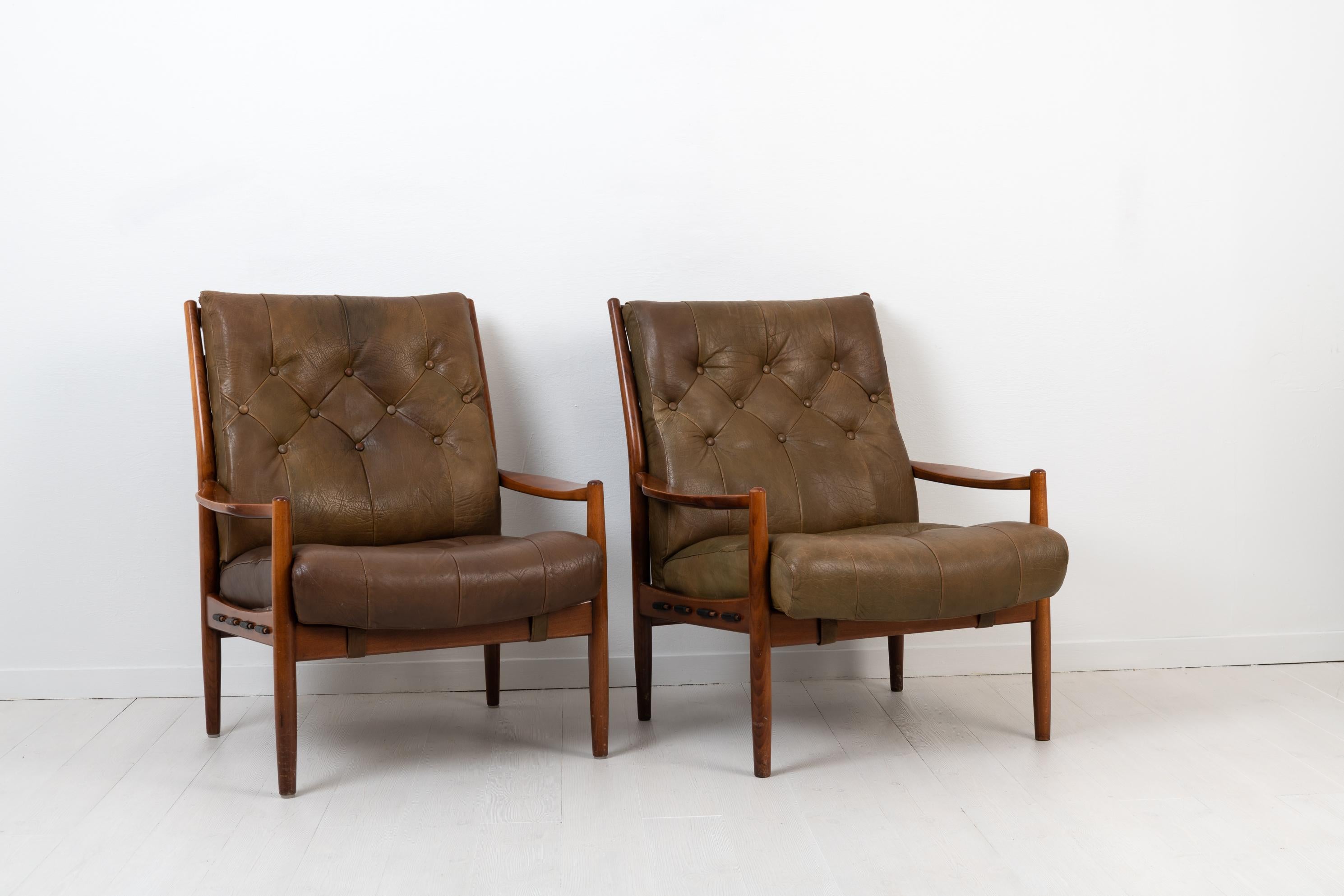 Scandinavian Modern Mid-Century Modern 'Läckö Hög' Armchairs for OPE by Ingemar Thillmark