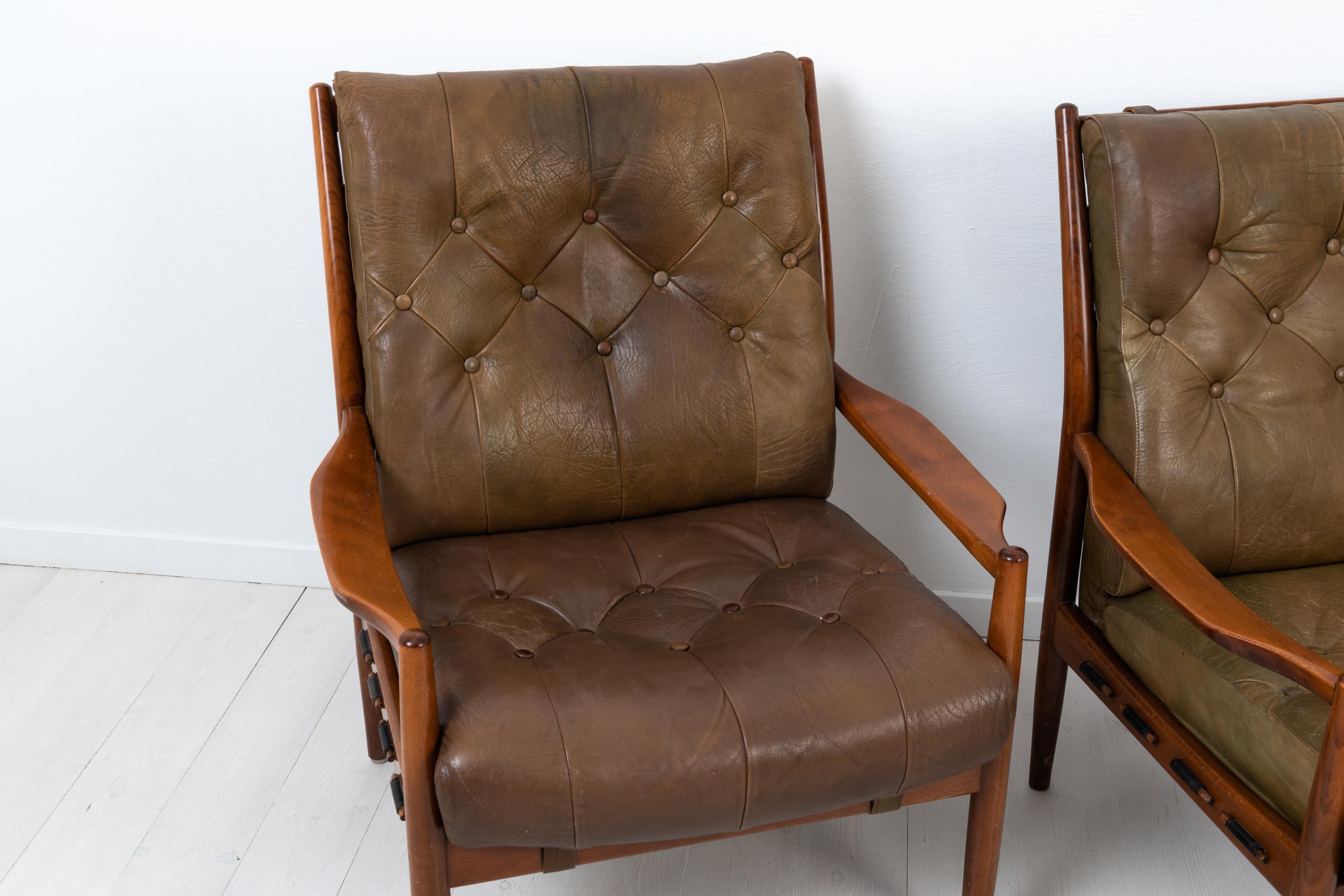 Mid-Century Modern 'Läckö Hög' Armchairs for OPE by Ingemar Thillmark In Good Condition In Kramfors, SE