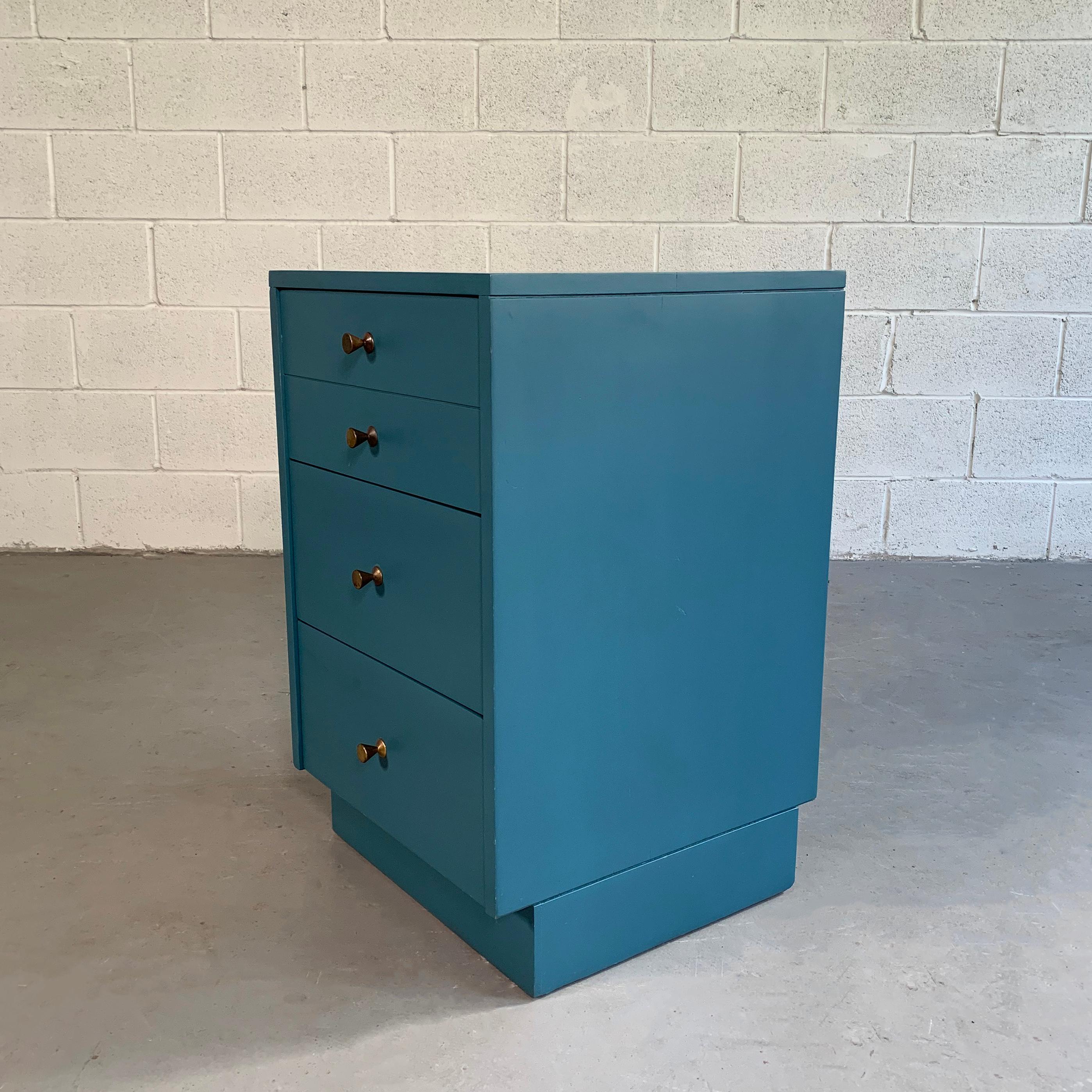 American Mid-Century Modern Lacquered Blue Dresser Nightstand