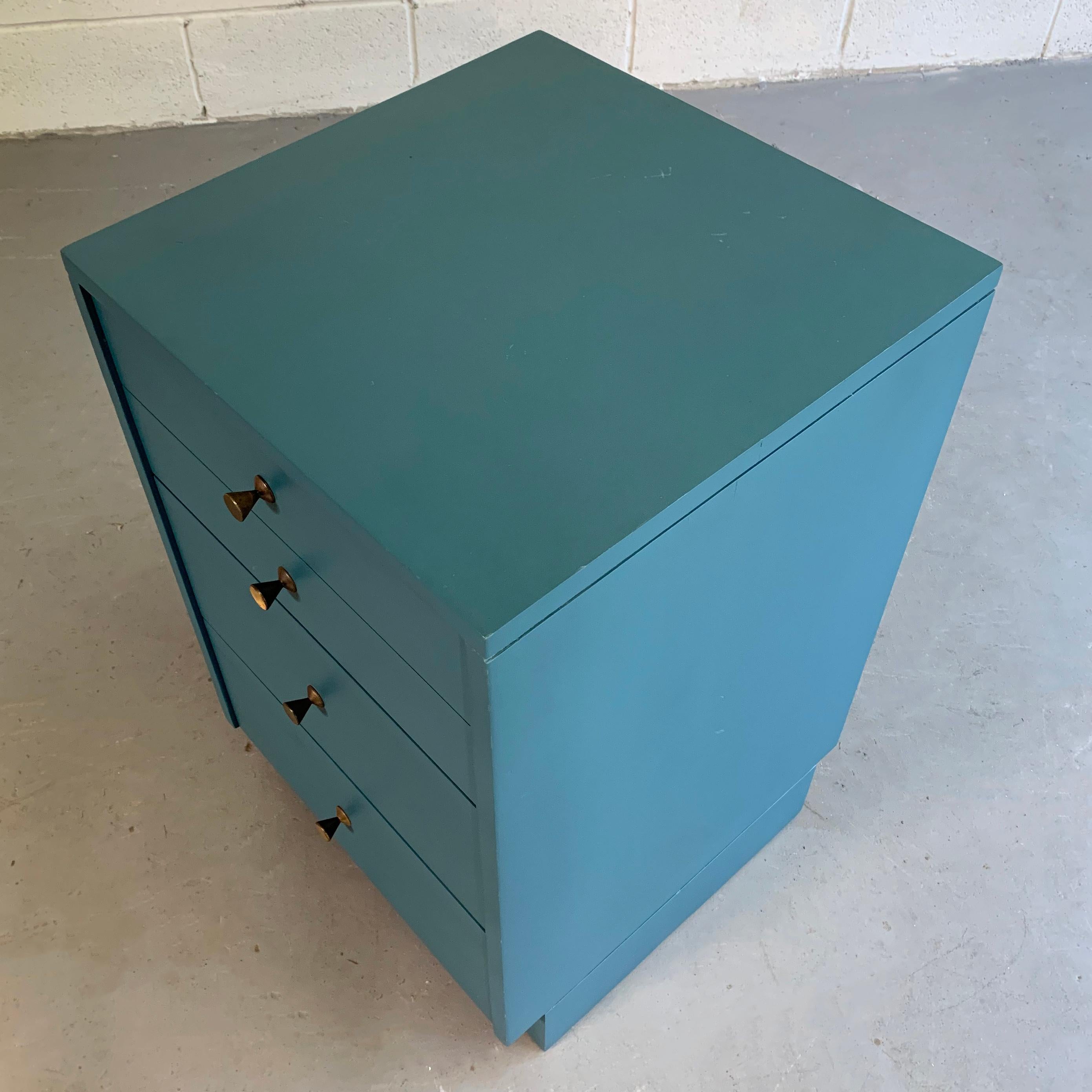 20th Century Mid-Century Modern Lacquered Blue Dresser Nightstand