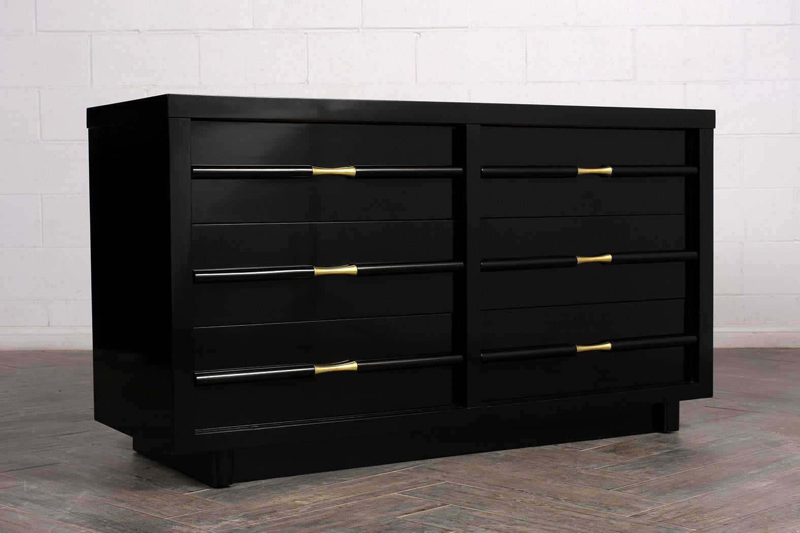 Carved Mid-Century Modern Lacquered Chest of Drawers