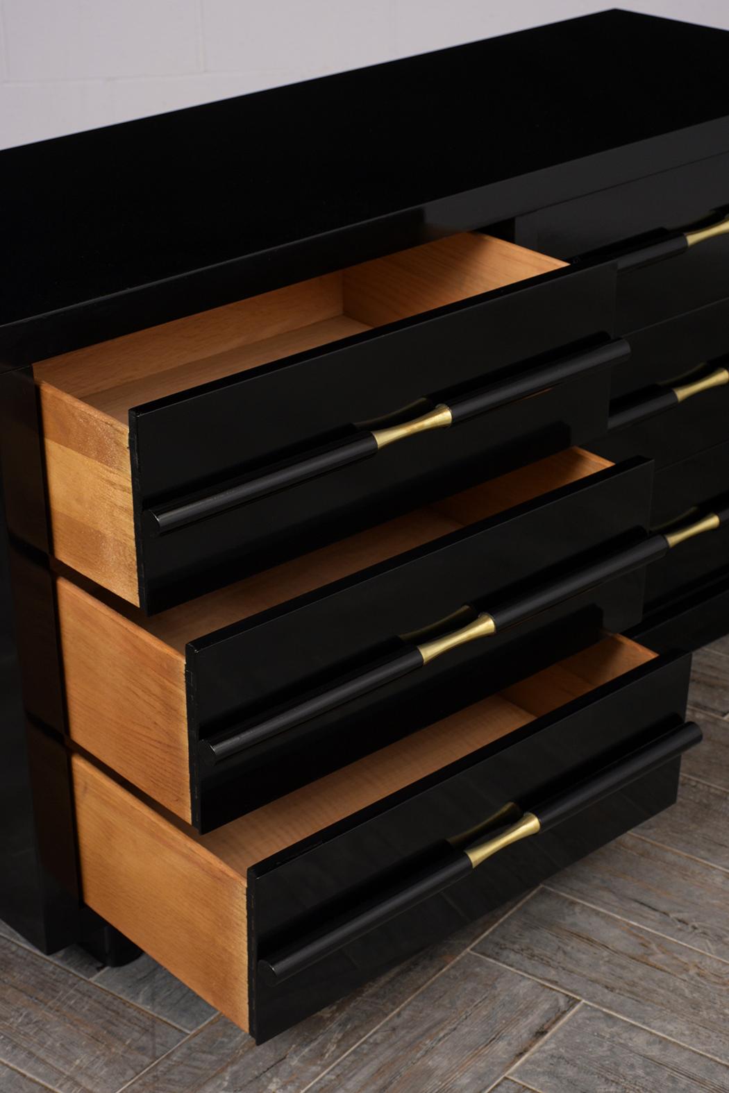 Brass Mid-Century Modern Lacquered Chest of Drawers