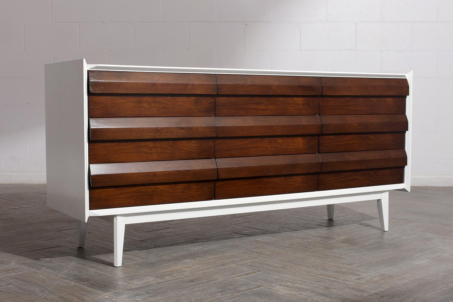 Walnut Mid-Century Modern Lacquered Chest of Drawers
