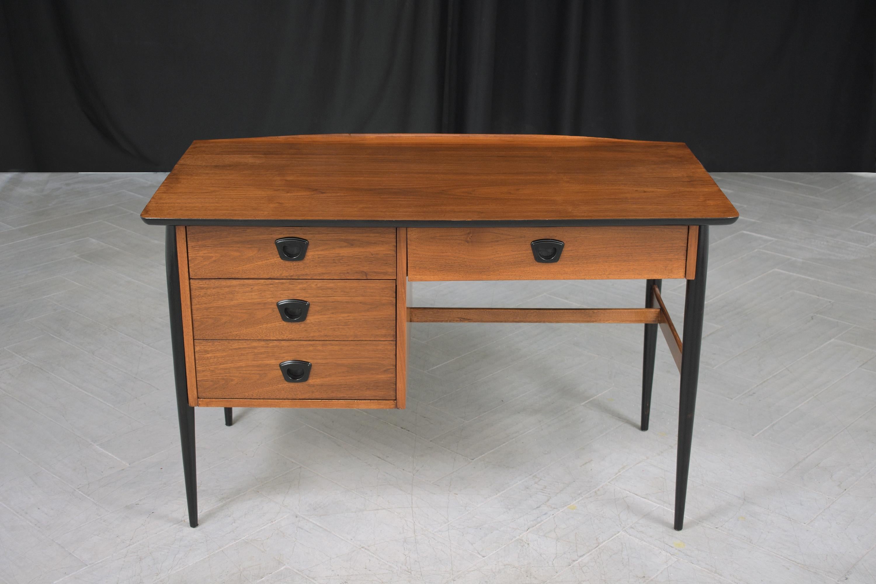 Carved Mid-Century Modern Lacquered Desk