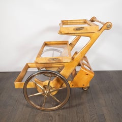 Mid-Century Modern Lacquered Goatskin and Brass Bar by Aldo Tura