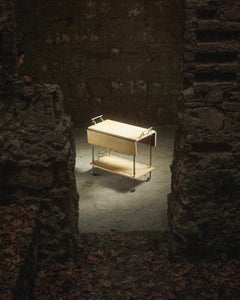 Moderner Barwagen aus lackiertem Ziegenleder und Messing von Aldo Tura aus der Mitte des Jahrhunderts