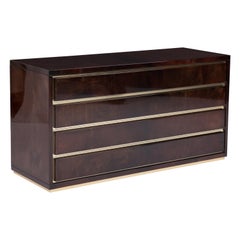 Mid-Century Modern Lacquered Goatskin Dresser with Brass Profiles by Aldo Tura