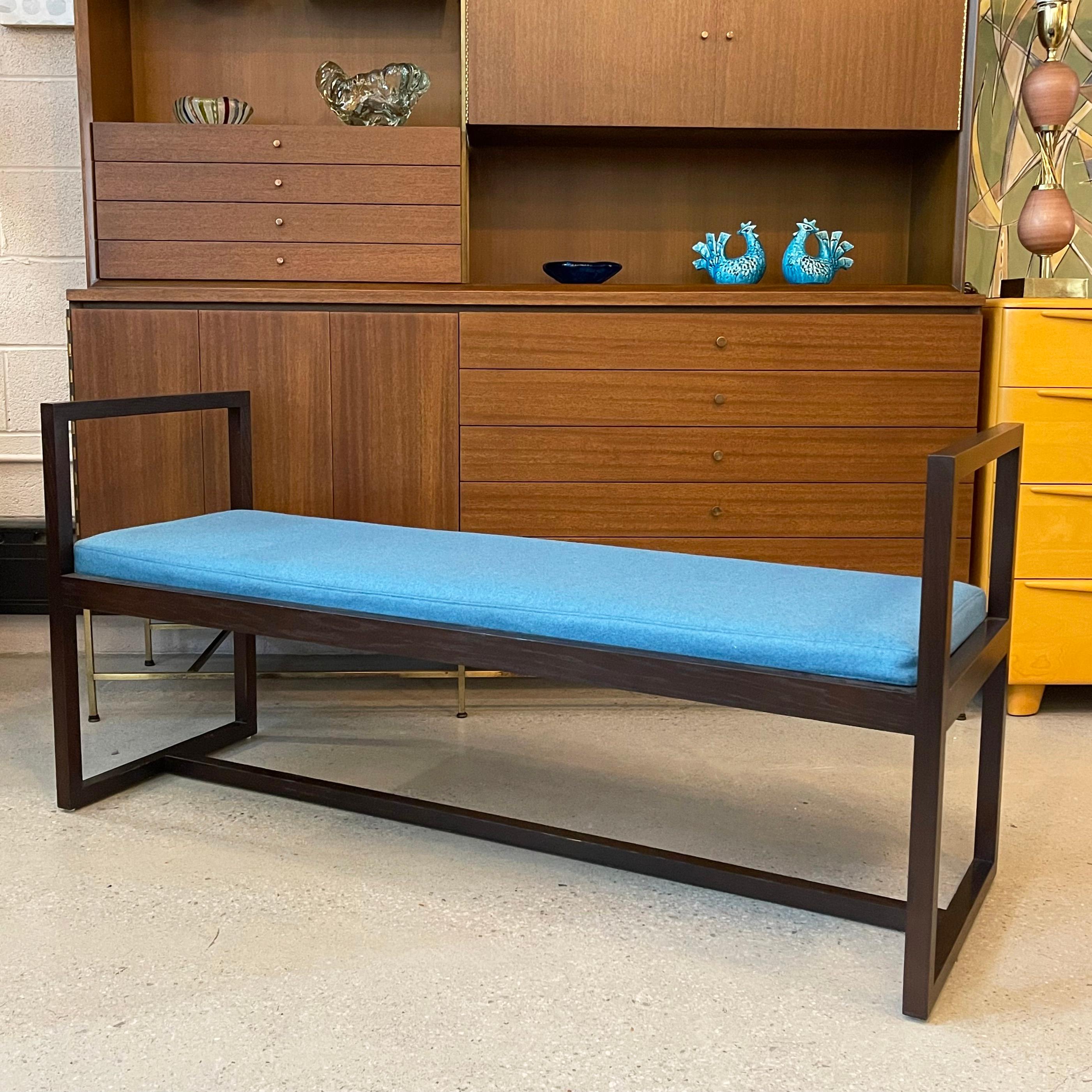Mid Century Modern Lacquered Mahogany Bench For Sale 3