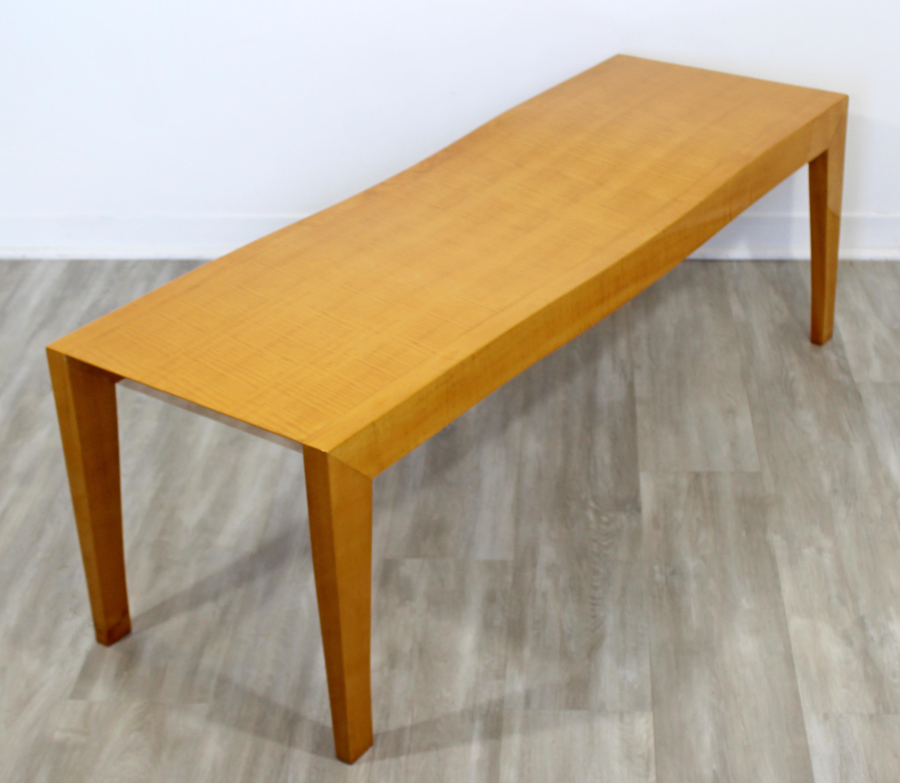 Mid-Century Modern Lacquered Maple 3-Seat Wave Bench, 1990s 6