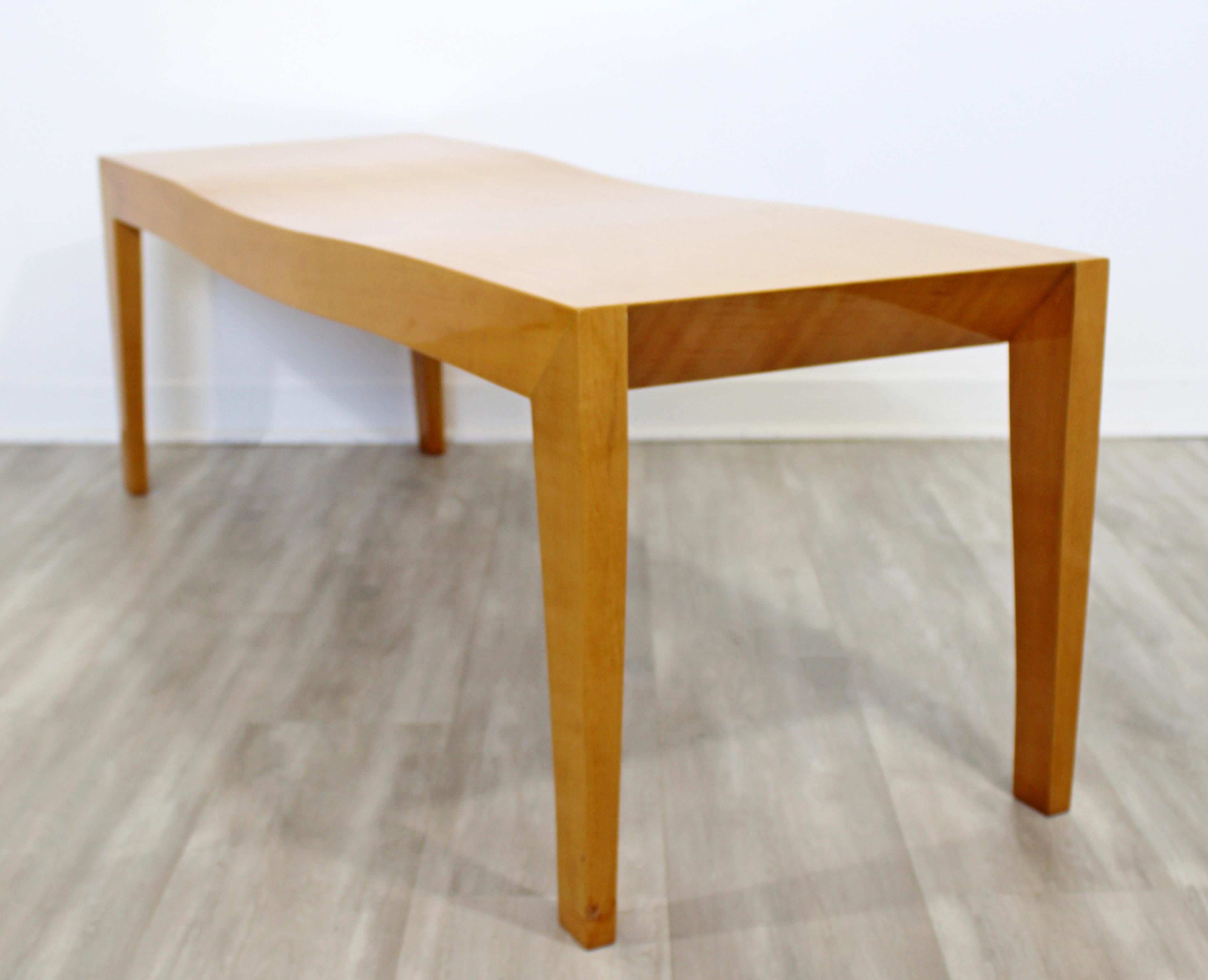 Mid-Century Modern Lacquered Maple 3-Seat Wave Bench, 1990s 1