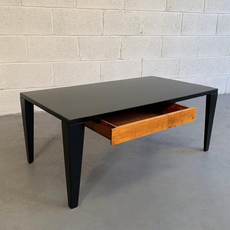 MidCentury Modern Lacquered Maple Coffee Table with Drawer at 1stDibs