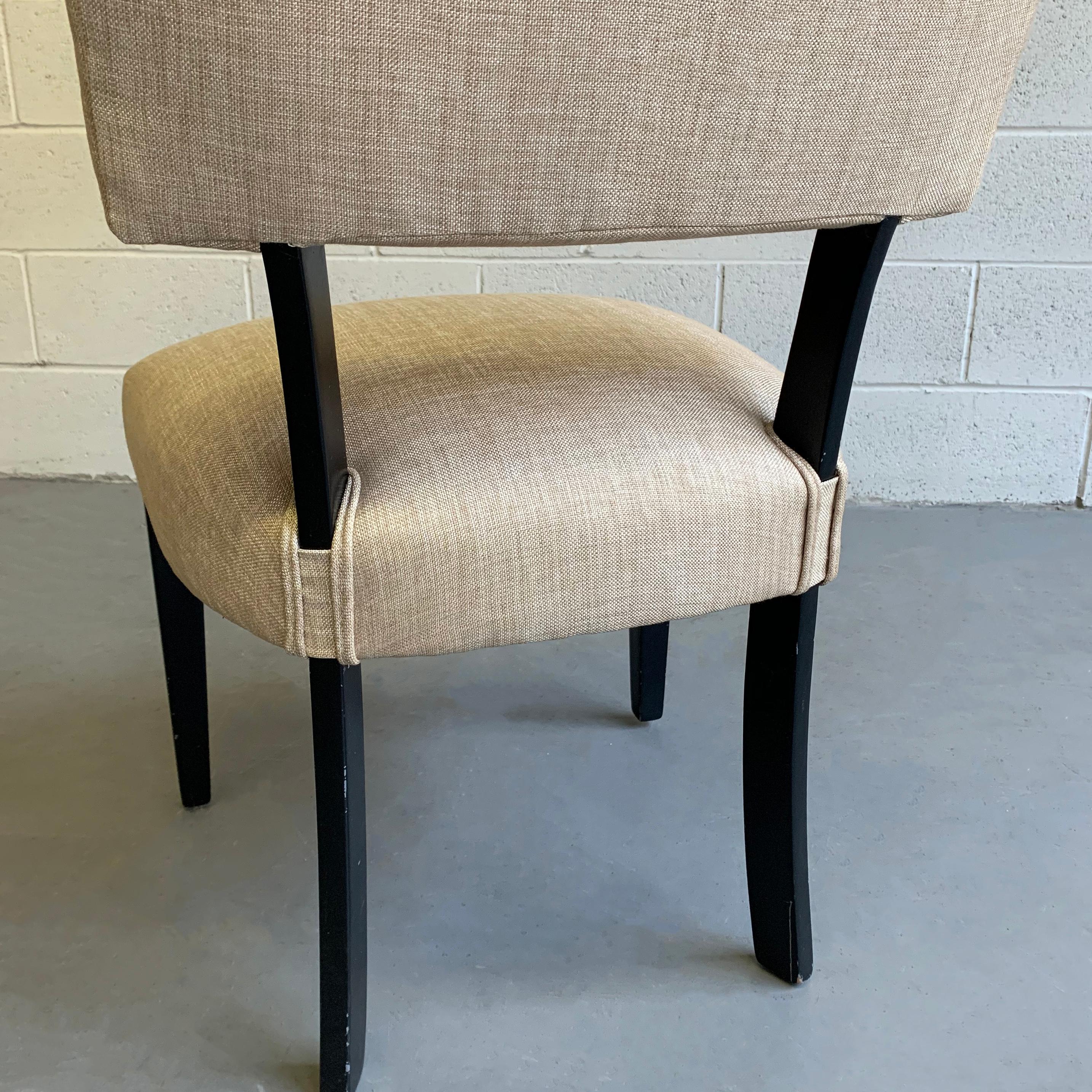 Fabric Mid-Century Modern Lacquered Maple Slipper Side Chair For Sale