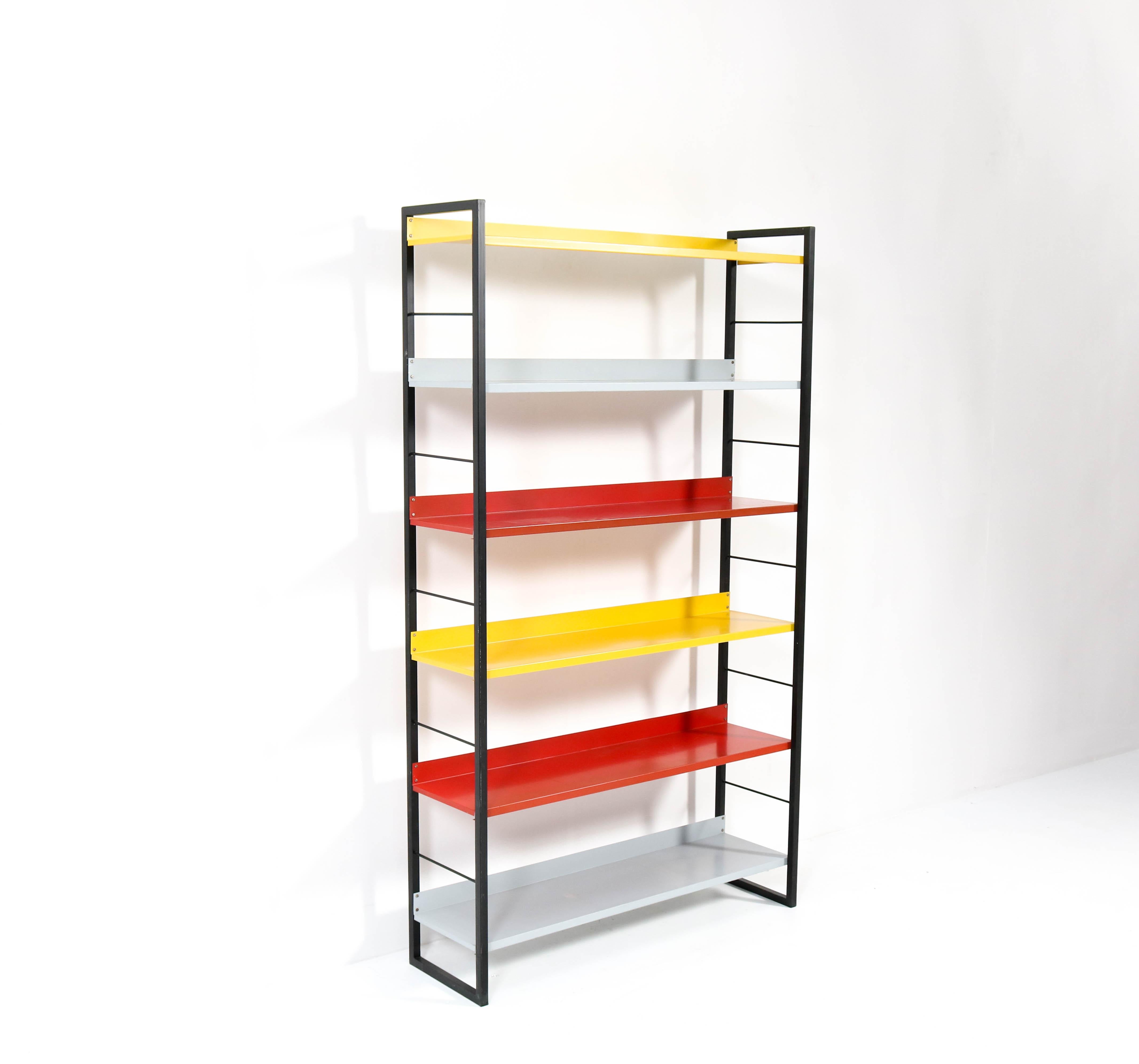 Dutch Mid-Century Modern Lacquered Metal Bookcase by Adriaan Dekker for Tomado, 1958