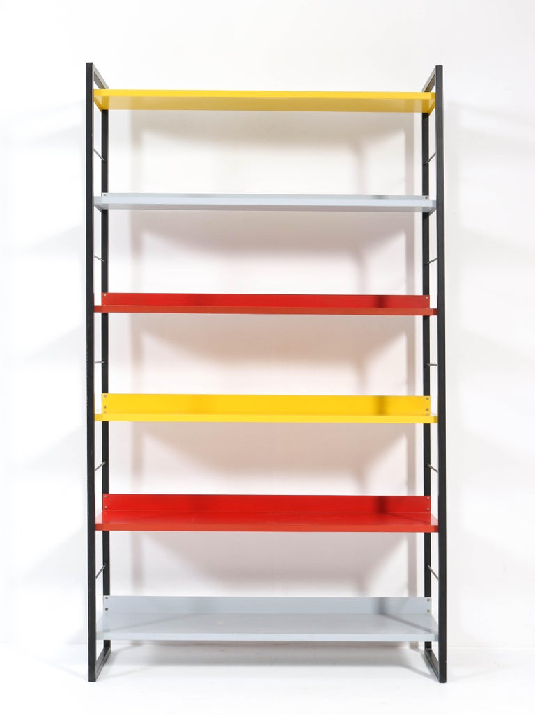 Mid-Century Modern Lacquered Metal Bookcase by Adriaan Dekker for Tomado,  1958 at 1stDibs