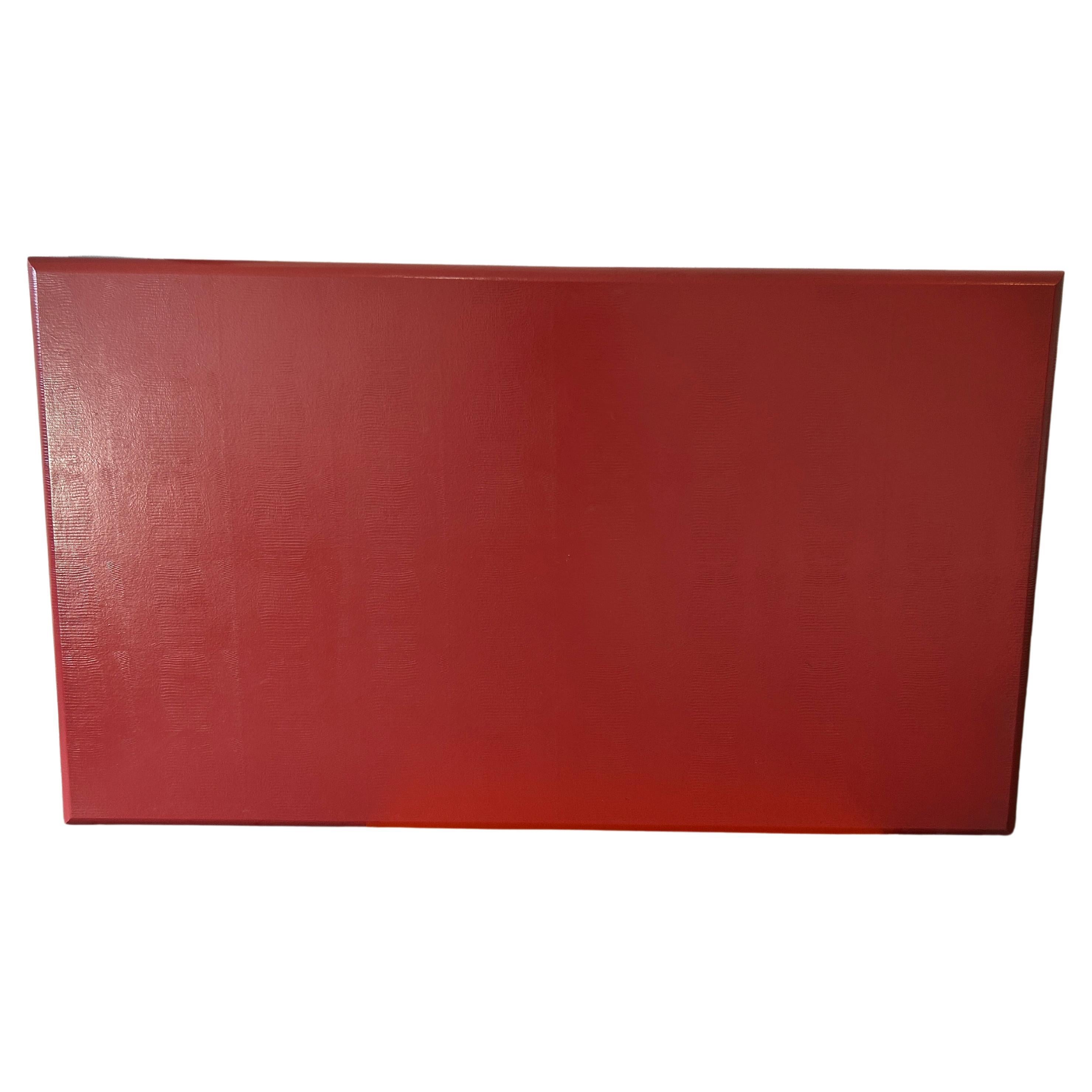 American Mid-Century Modern Lacquered Red Goatskin Dining Table Karl Springer For Sale