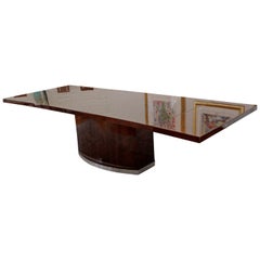 Mid-Century Modern Lacquered Wood Expandable Dining Table by Ello, 1990s