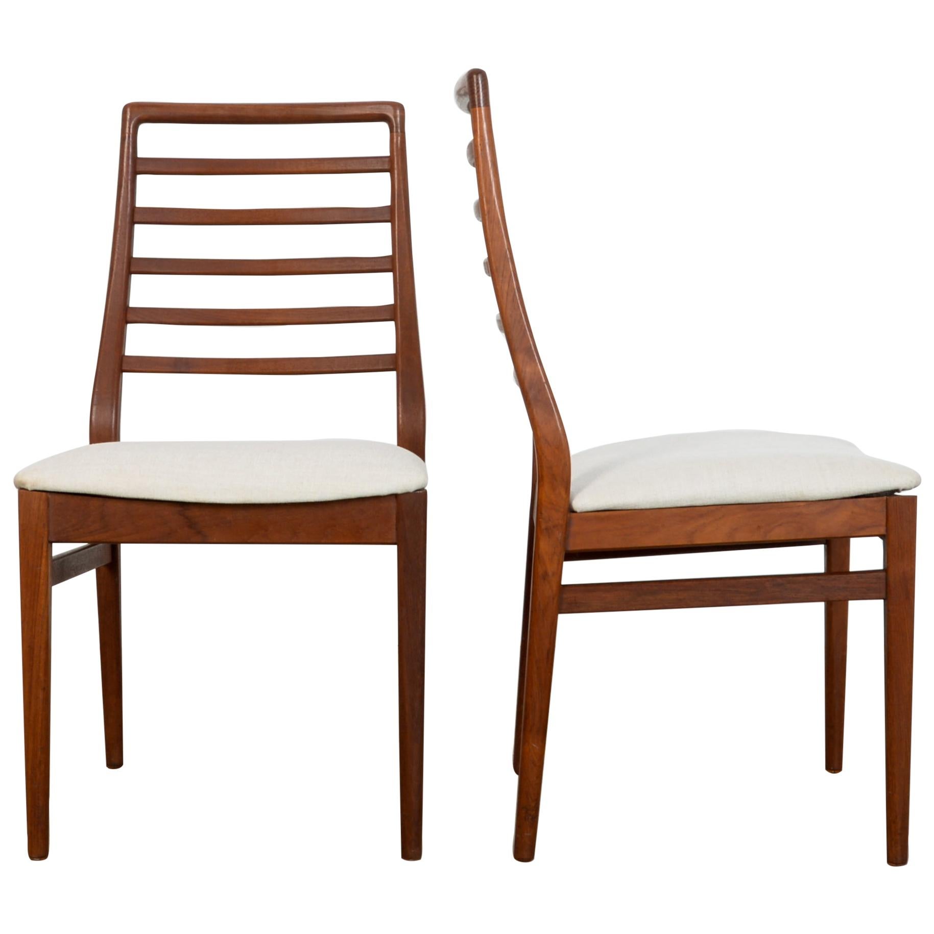 Mid-Century Modern Ladderback Danish Teak Chairs, a Pair