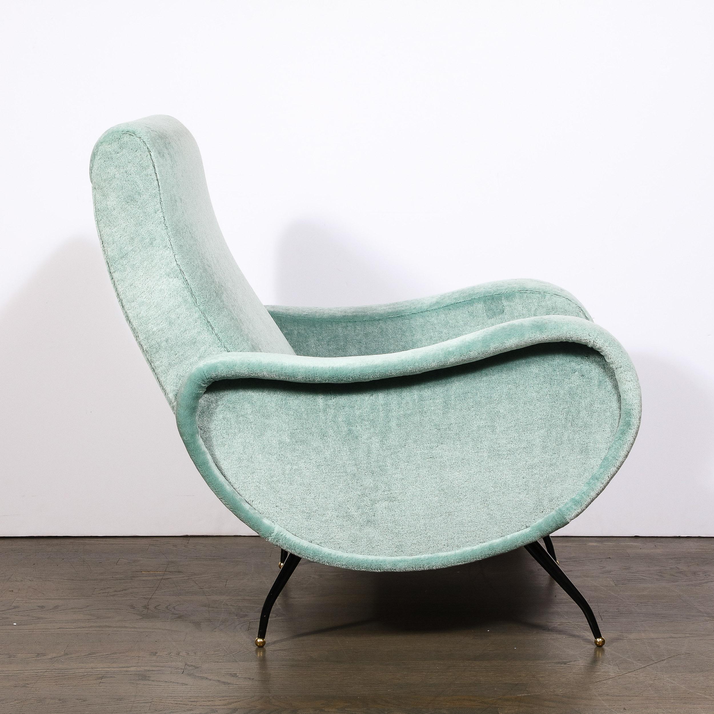 Mid-Century Modern 'Lady Arm Chairs' in Aquamarine Mohair by Marco Zanuso 4