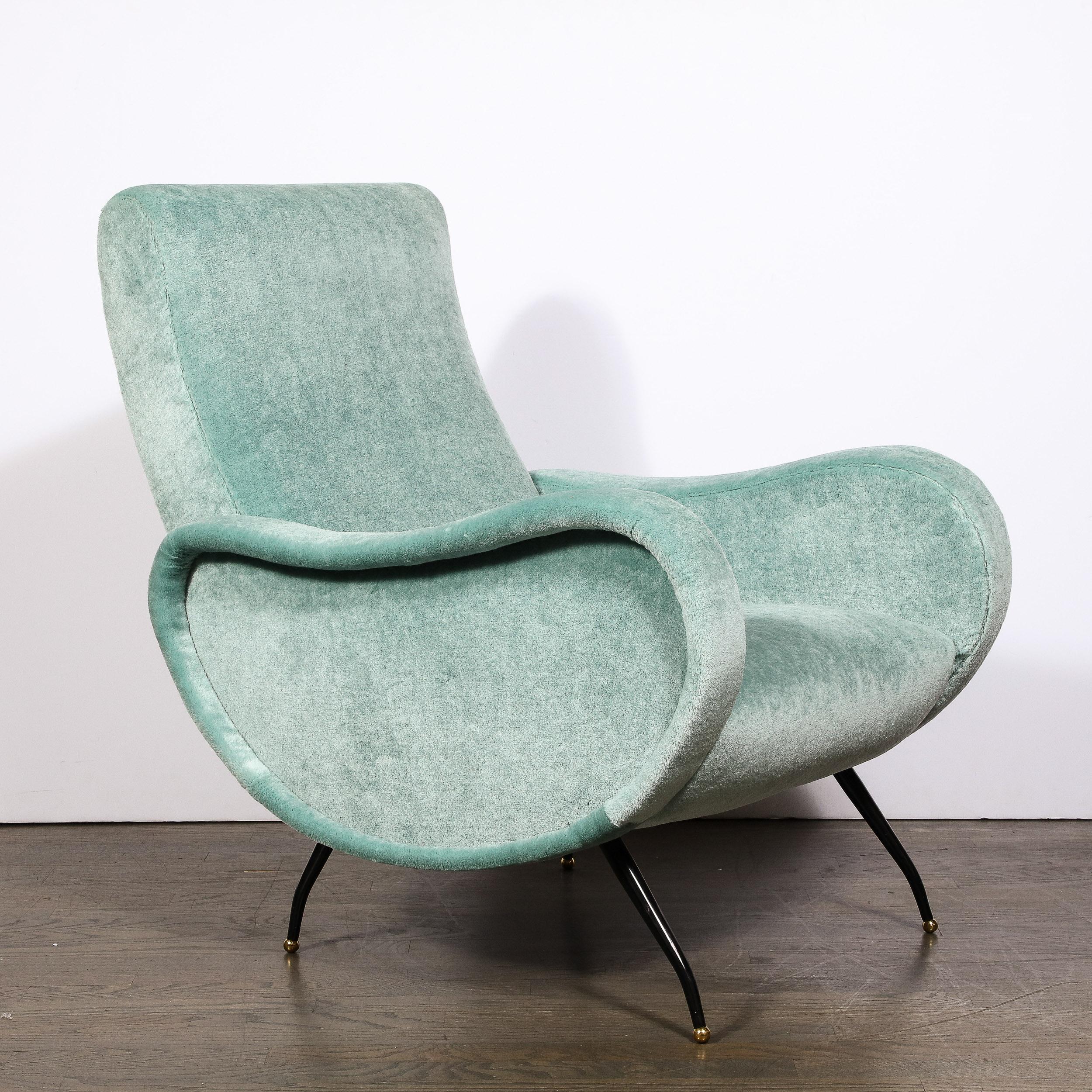 Mid-Century Modern 'Lady Arm Chairs' in Aquamarine Mohair by Marco Zanuso 5