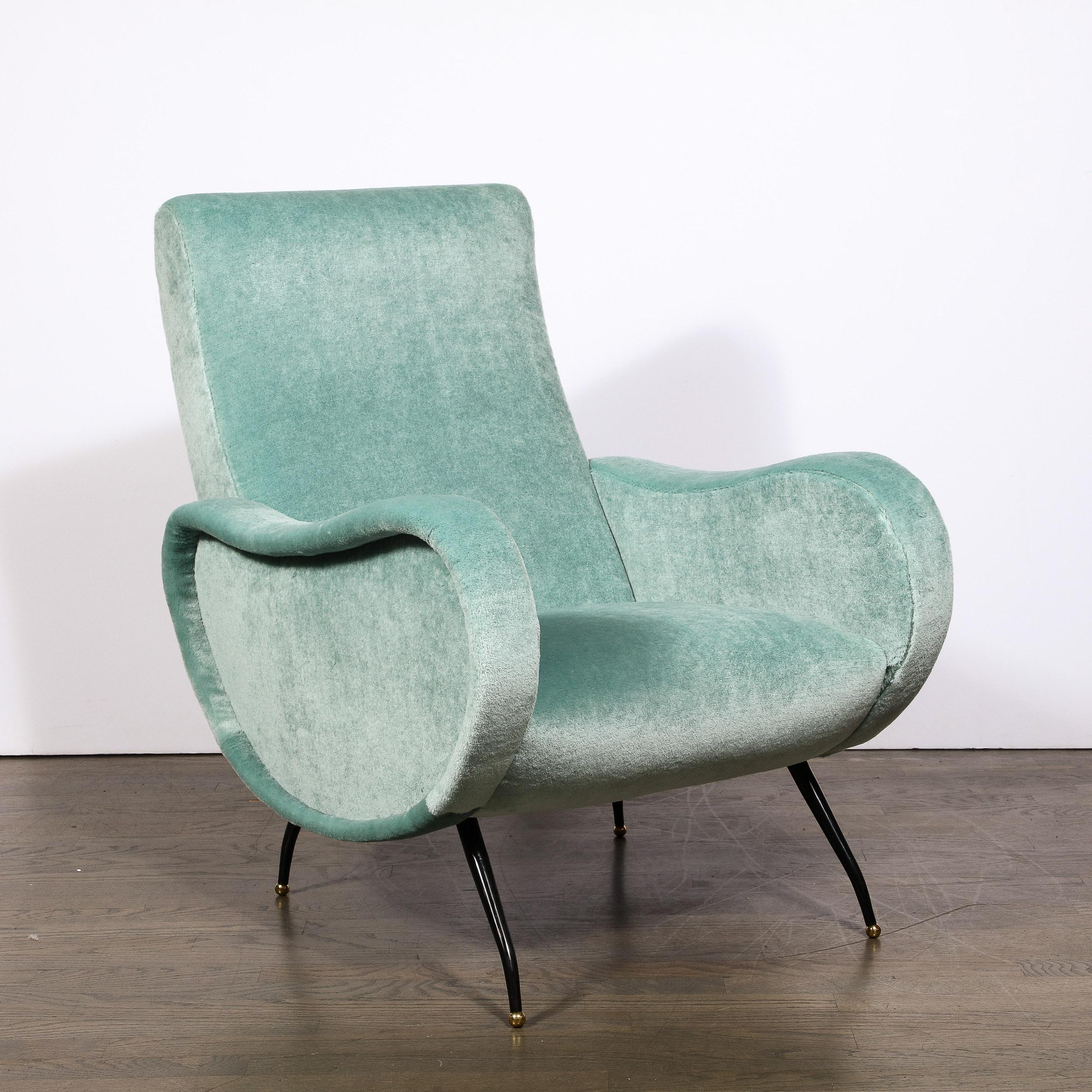 Mid-Century Modern 'Lady Arm Chairs' in Aquamarine Mohair by Marco Zanuso 6