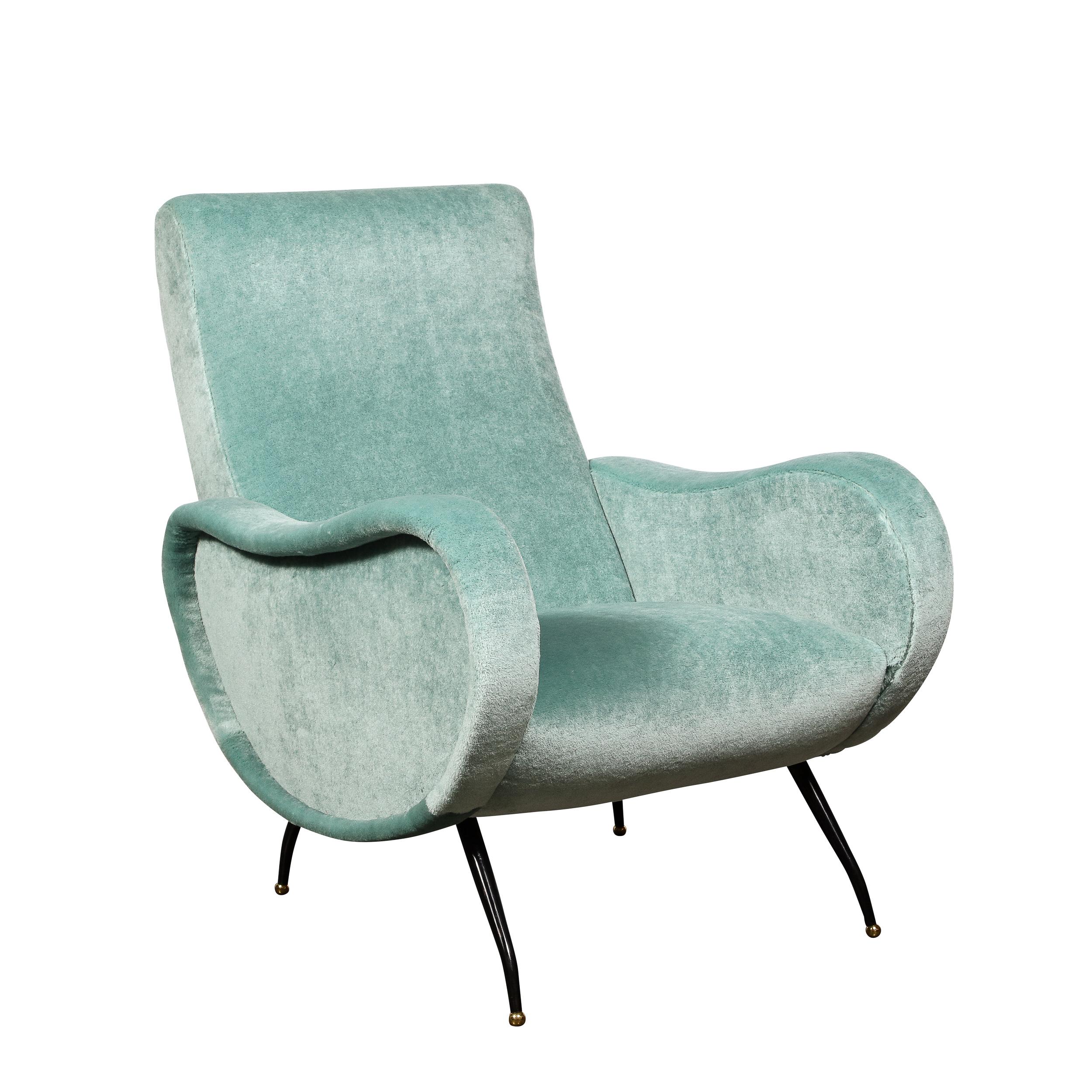 Mid-Century Modern 'Lady Arm Chairs' in Aquamarine Mohair by Marco Zanuso 7