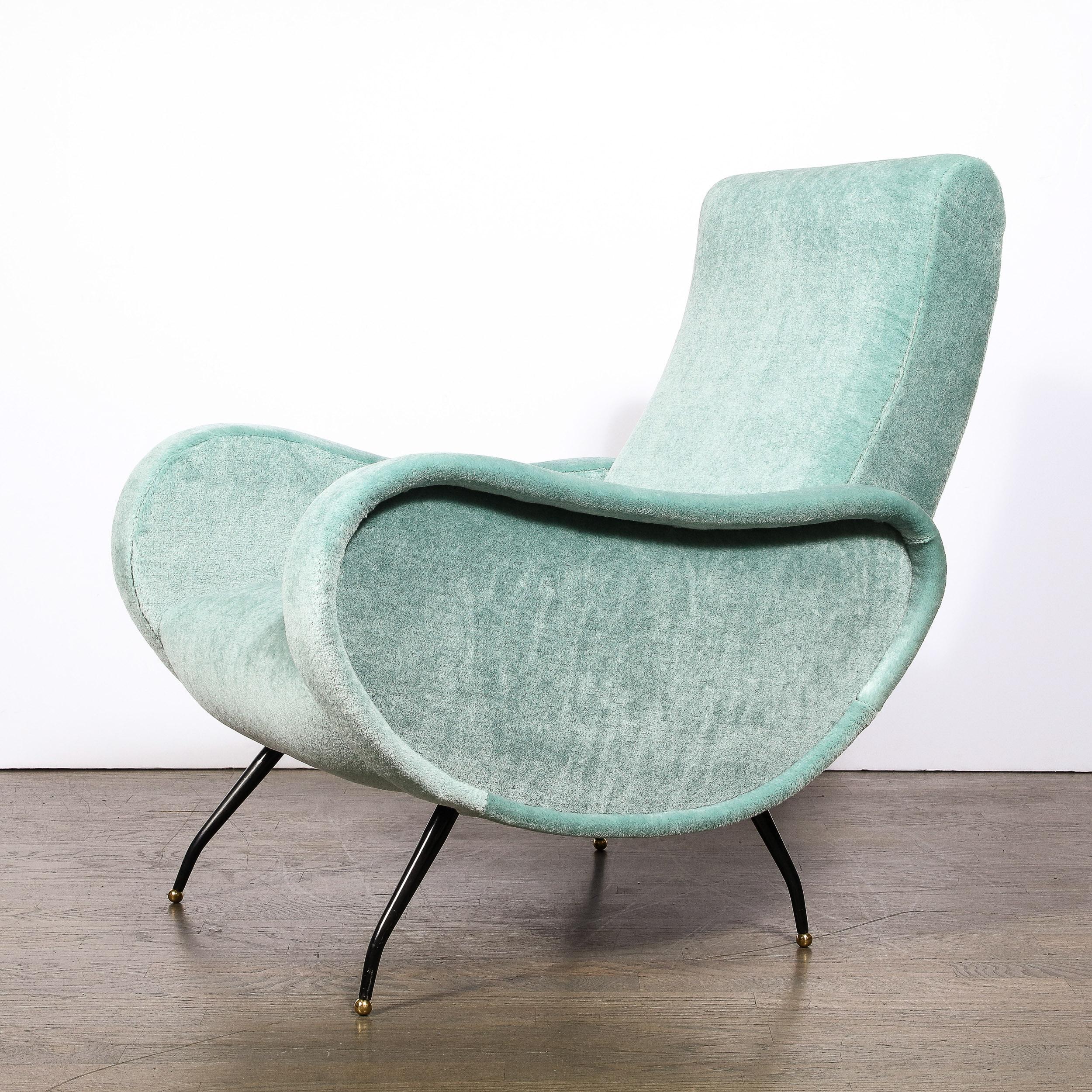 Mid-20th Century Mid-Century Modern 'Lady Arm Chairs' in Aquamarine Mohair by Marco Zanuso