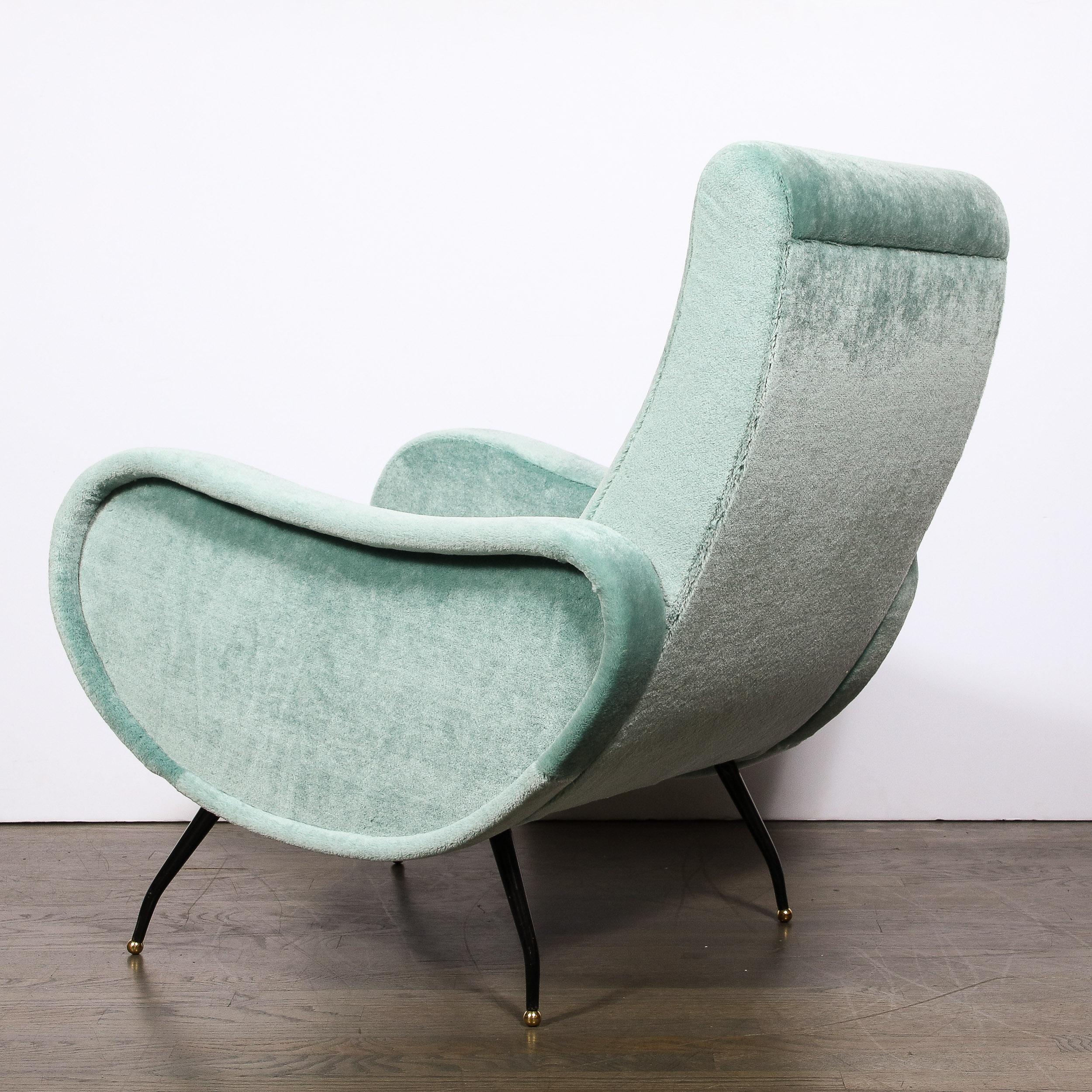 Mid-Century Modern 'Lady Arm Chairs' in Aquamarine Mohair by Marco Zanuso 1