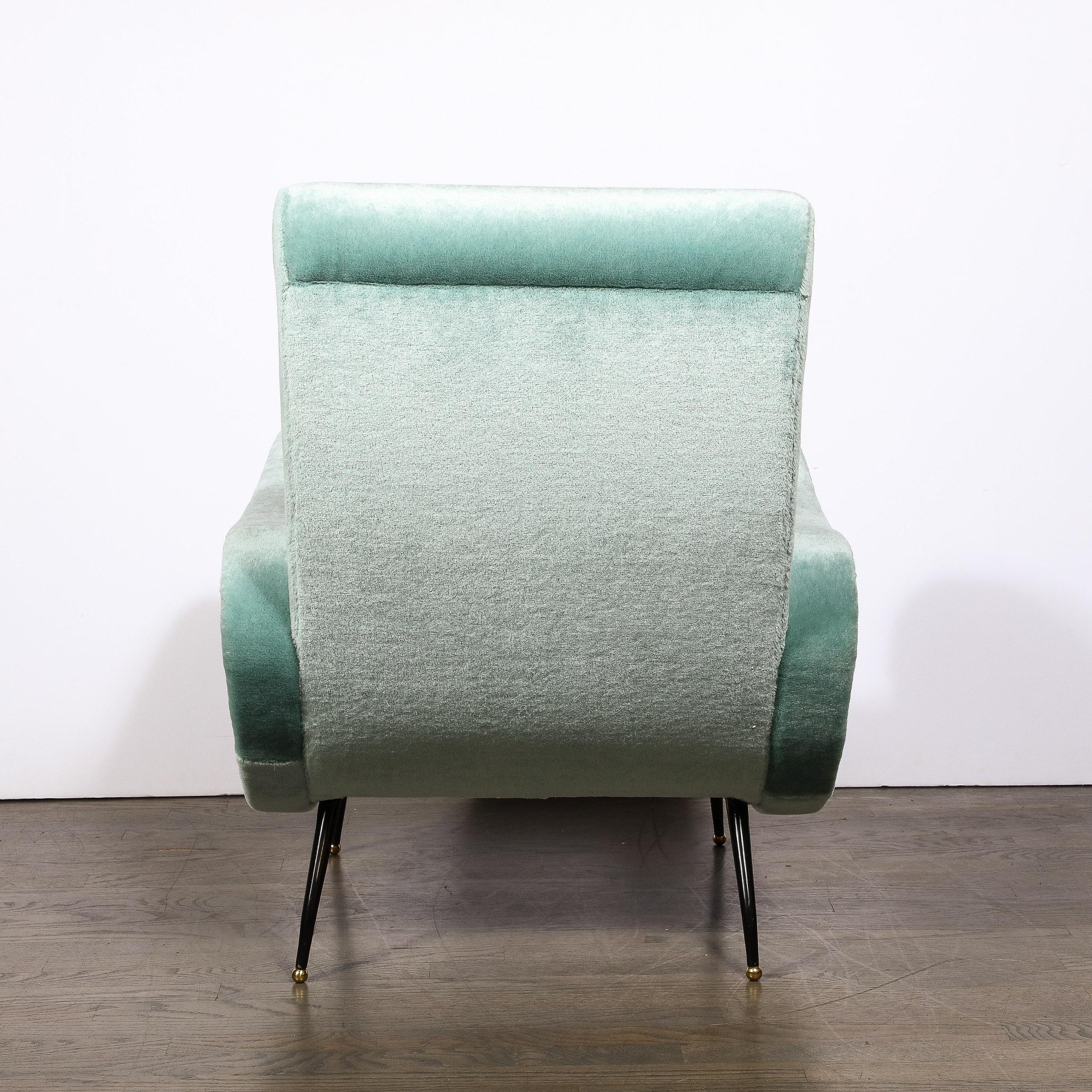 Mid-Century Modern 'Lady Arm Chairs' in Aquamarine Mohair by Marco Zanuso 2