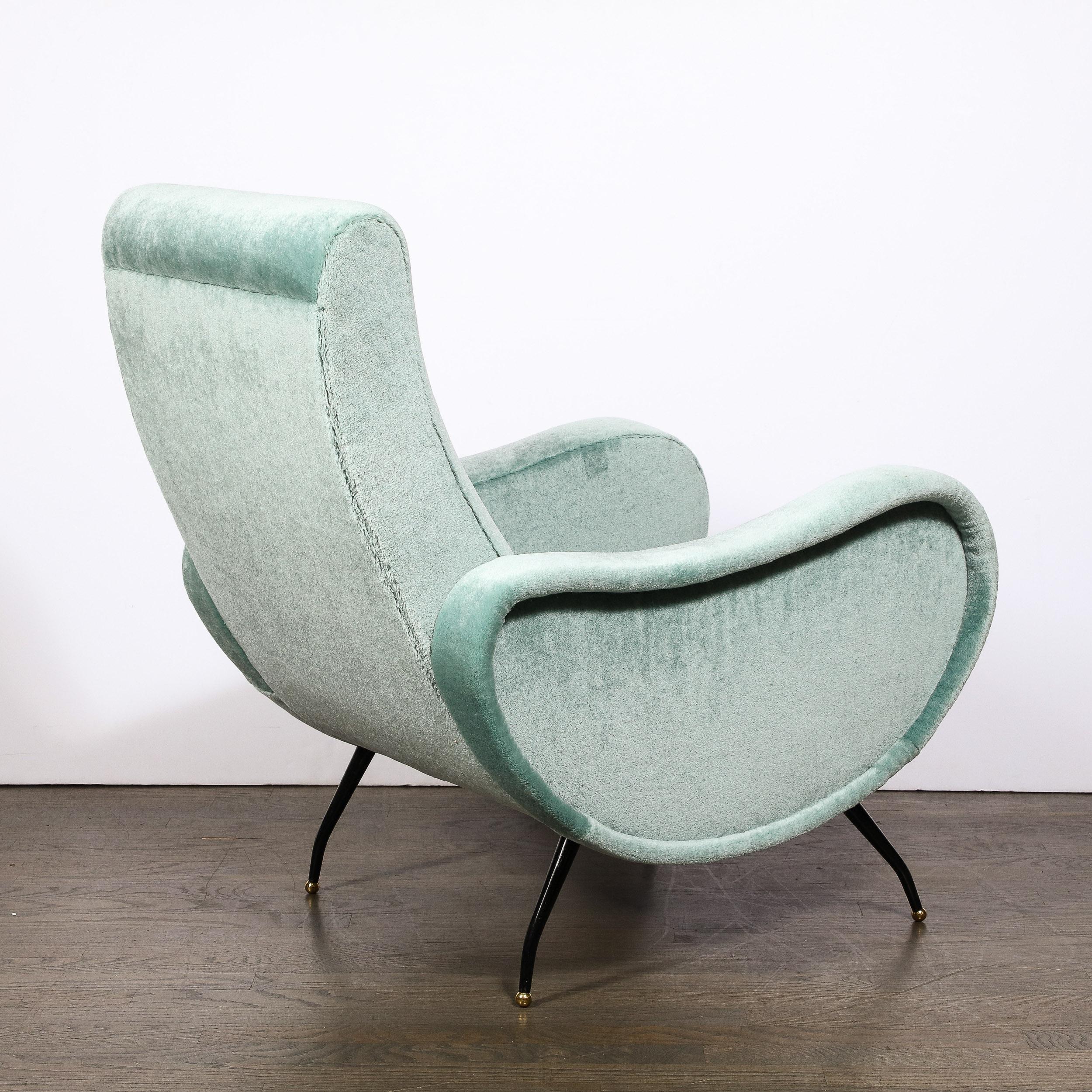 Mid-Century Modern 'Lady Arm Chairs' in Aquamarine Mohair by Marco Zanuso 3