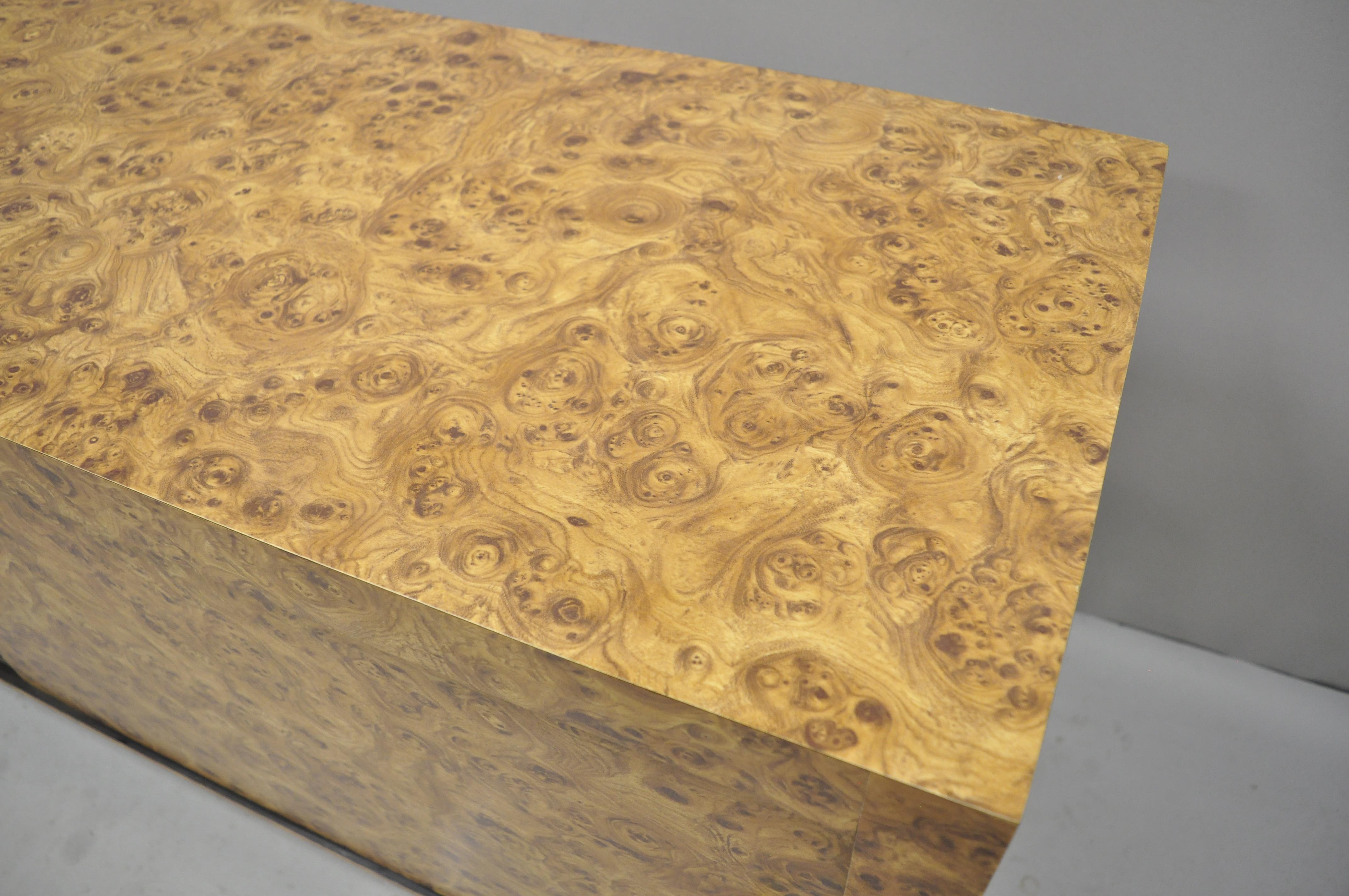 Mid-Century Modern Laminate Burl Wood Sliding Door Credenza Cabinet Sideboard 2