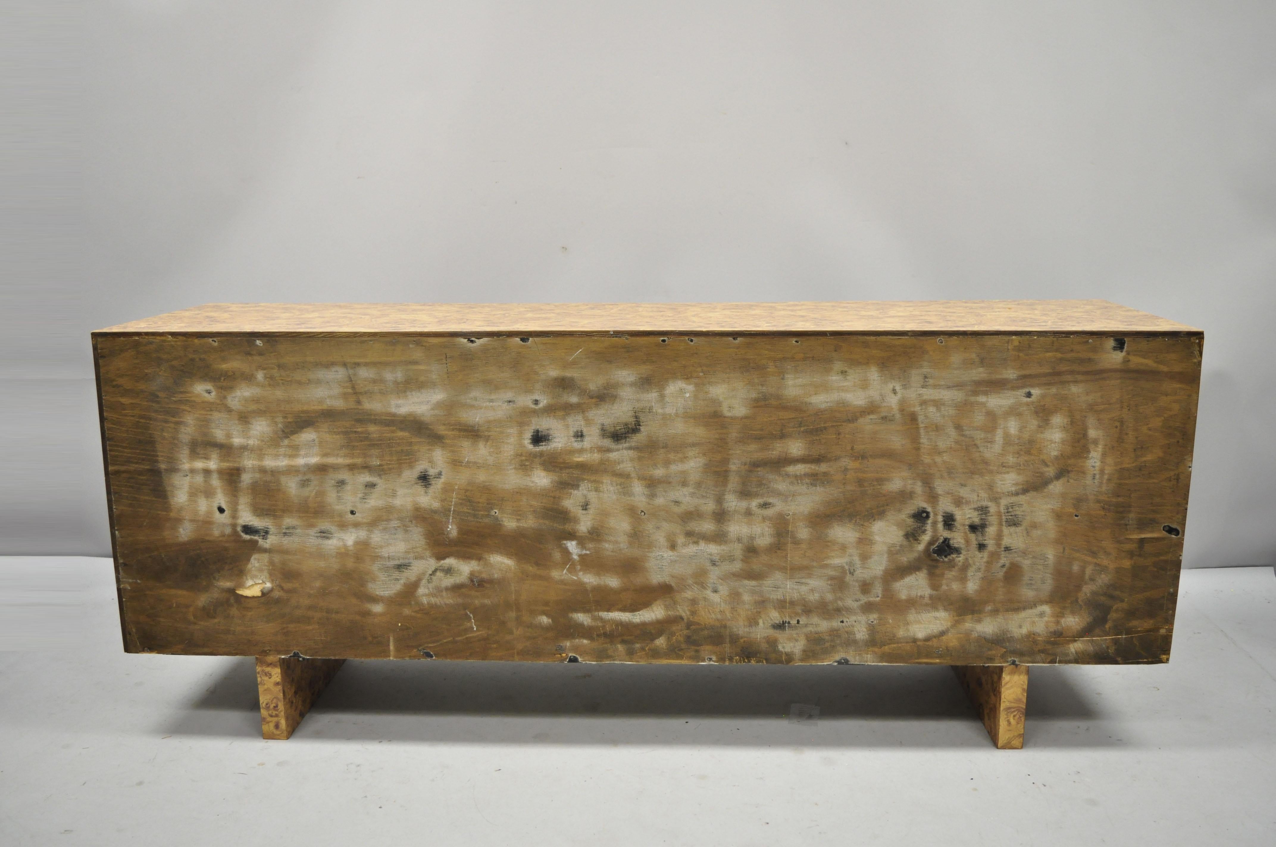Mid-Century Modern Laminate Burl Wood Sliding Door Credenza Cabinet Sideboard 1