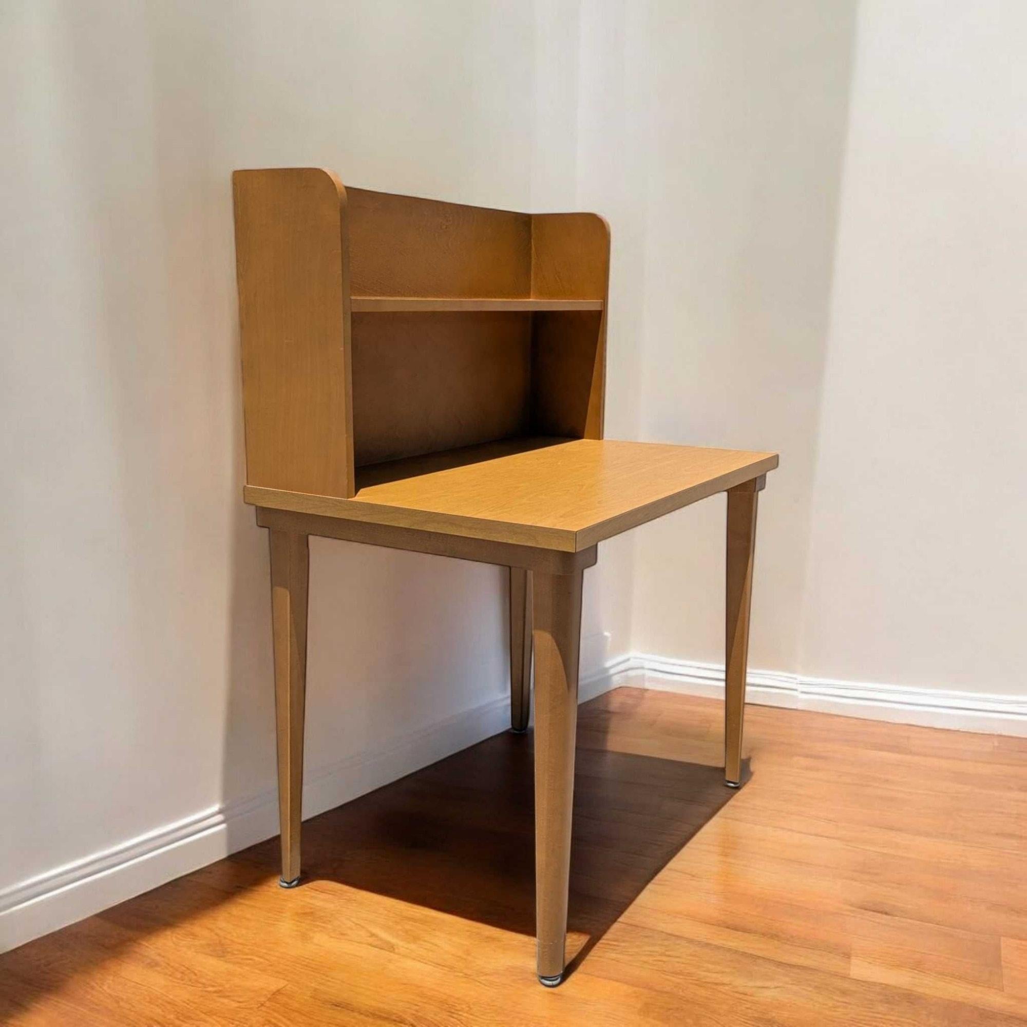Mid-Century Modern Laminate Desk with Integrated Bookshelf Hutch, Writing Desk For Sale 5
