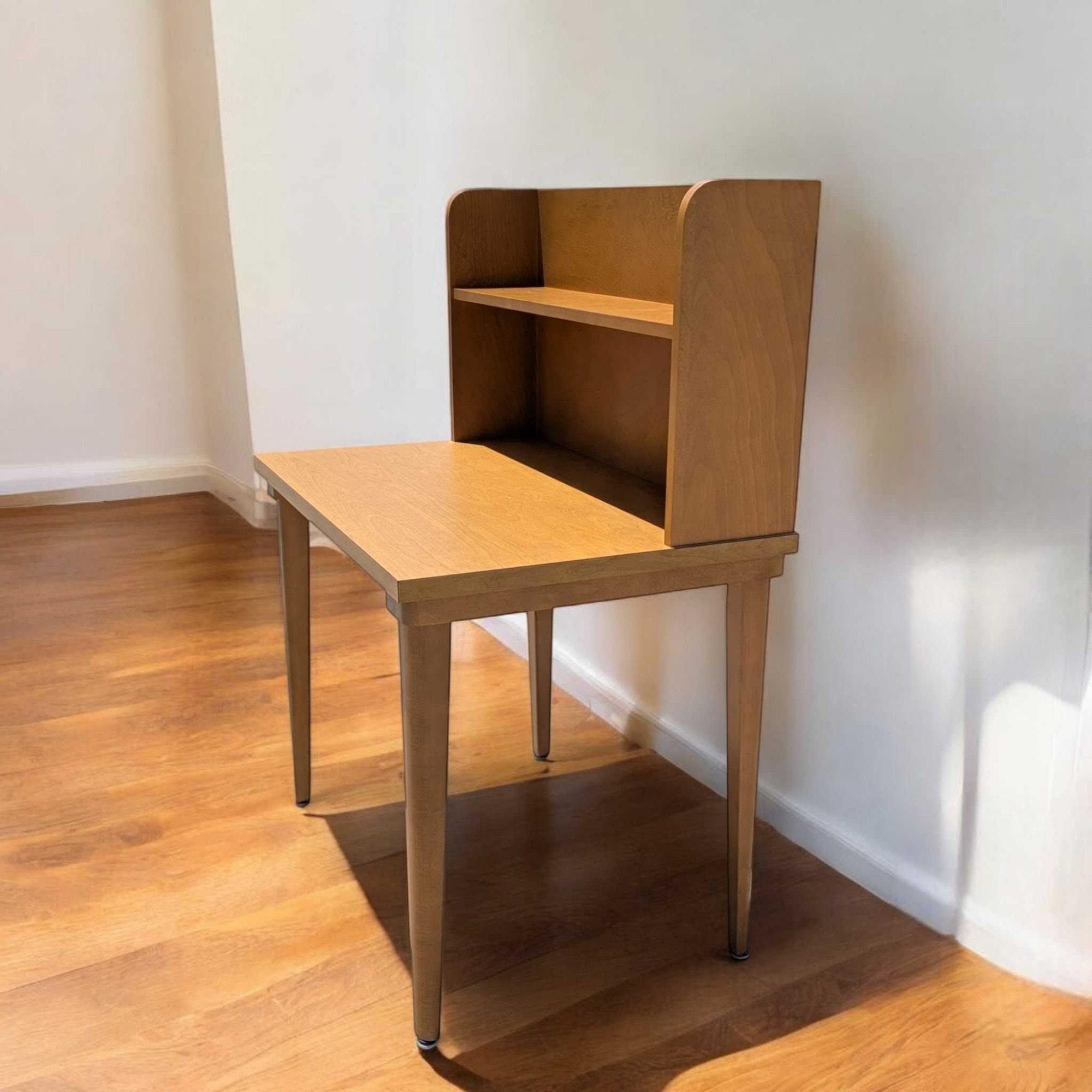 Unknown Mid-Century Modern Laminate Desk with Integrated Bookshelf Hutch, Writing Desk For Sale