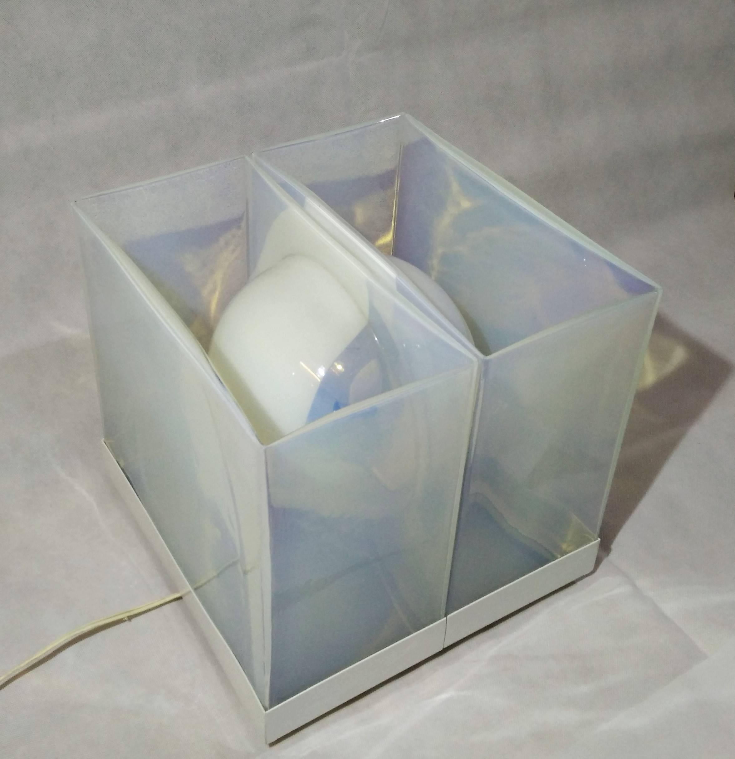 Blown Glass Mid-Century Modern Lamp by Carlo Nason for Mazzega in Opalescent Murano Glass