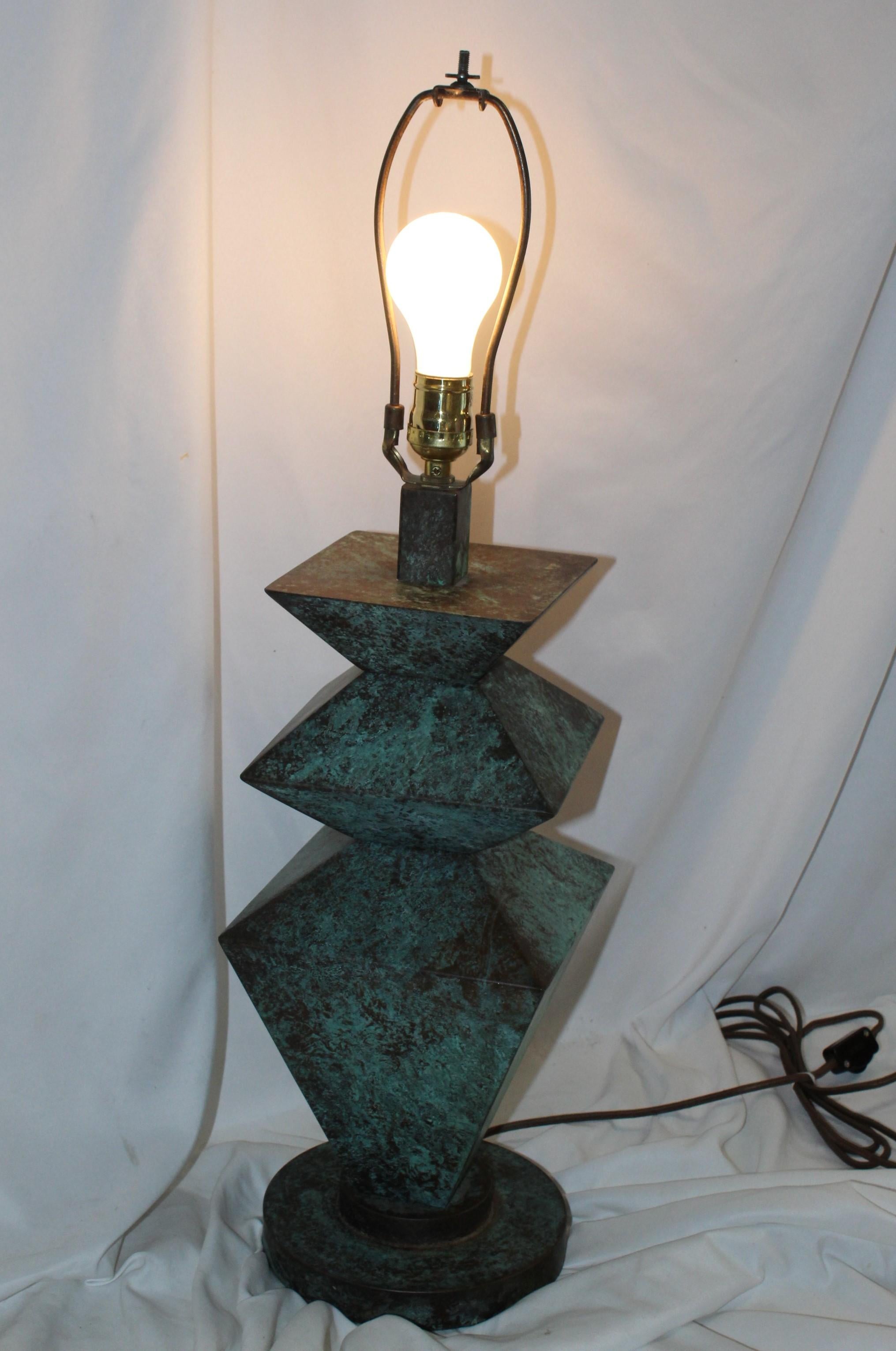 Mid Century /Modern  Lamp  Patinated steel  ( Brancusi ) In Good Condition For Sale In Los Angeles, CA