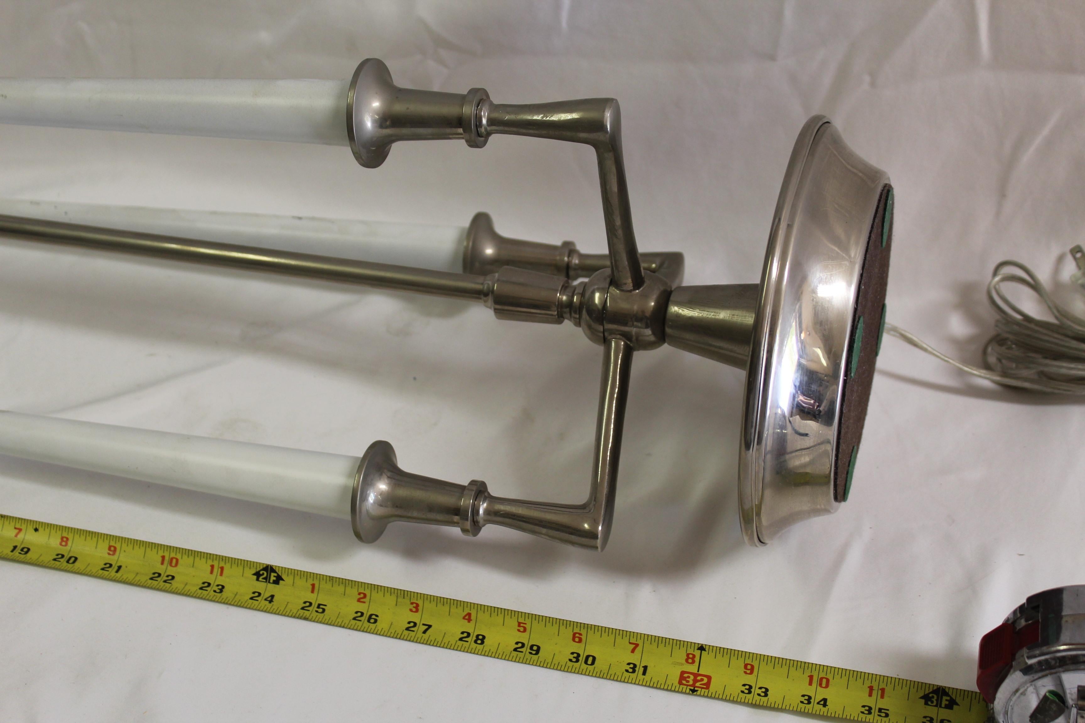 Contemporary Mid Century/Modern Lamp with 3 Lights Hi-Pol Nickel For Sale