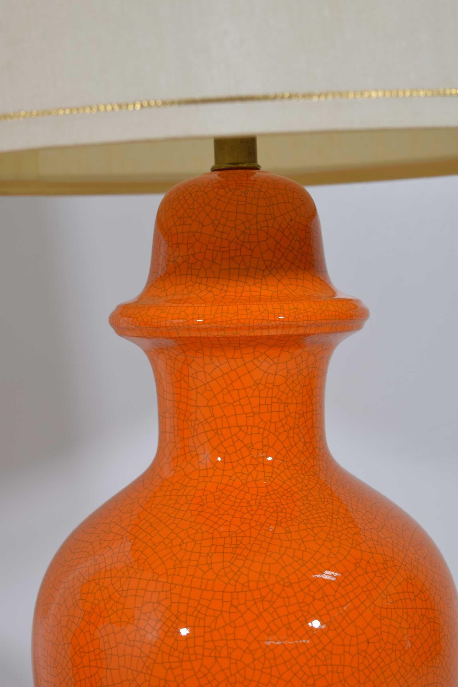 Mid-Century Modern Lampes modernes du milieu du siècle dernier en céramique orange en vente