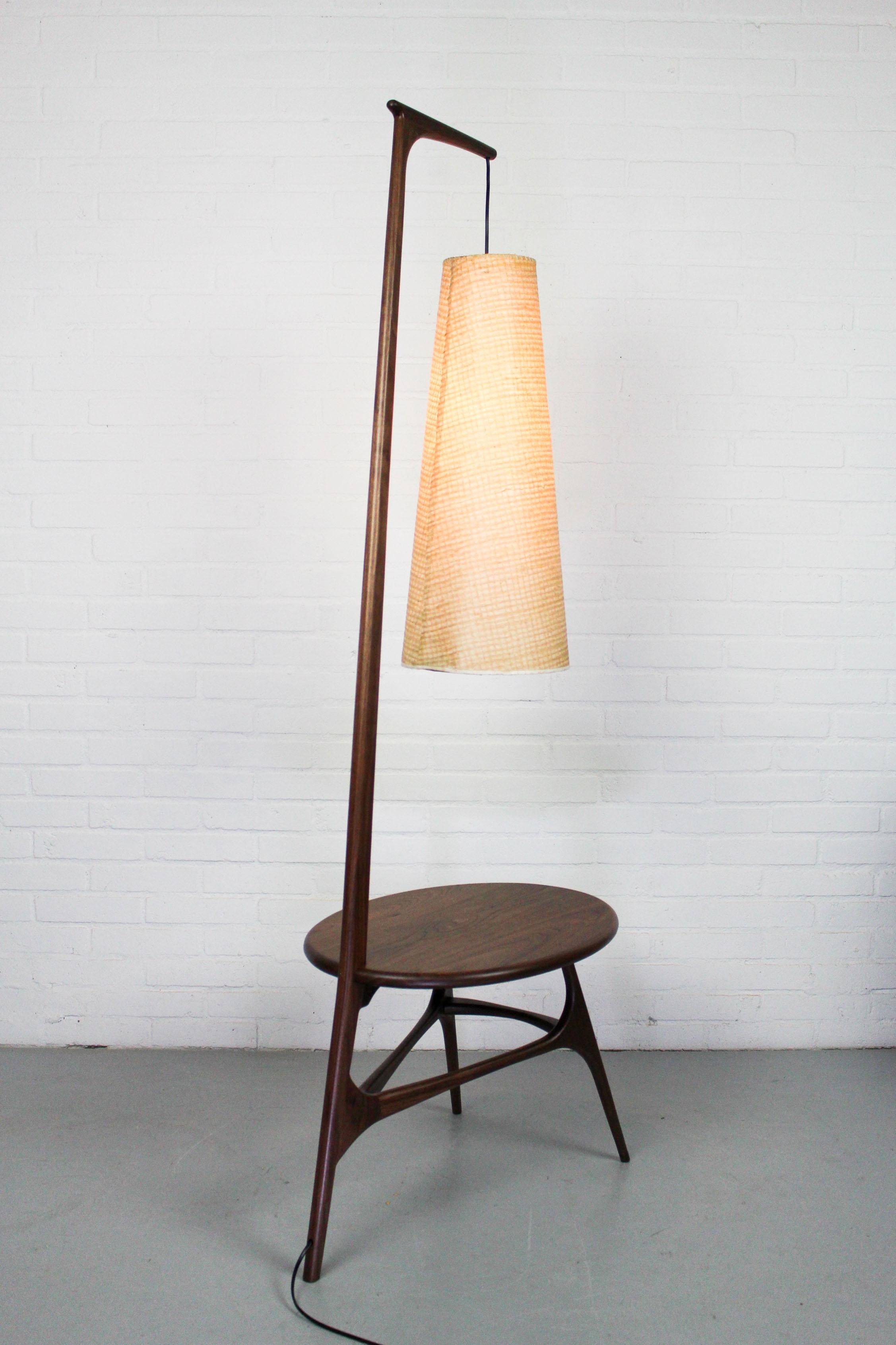 French Mid-Century Modern Lampshade 'Rispal' with Organic American Nut Table